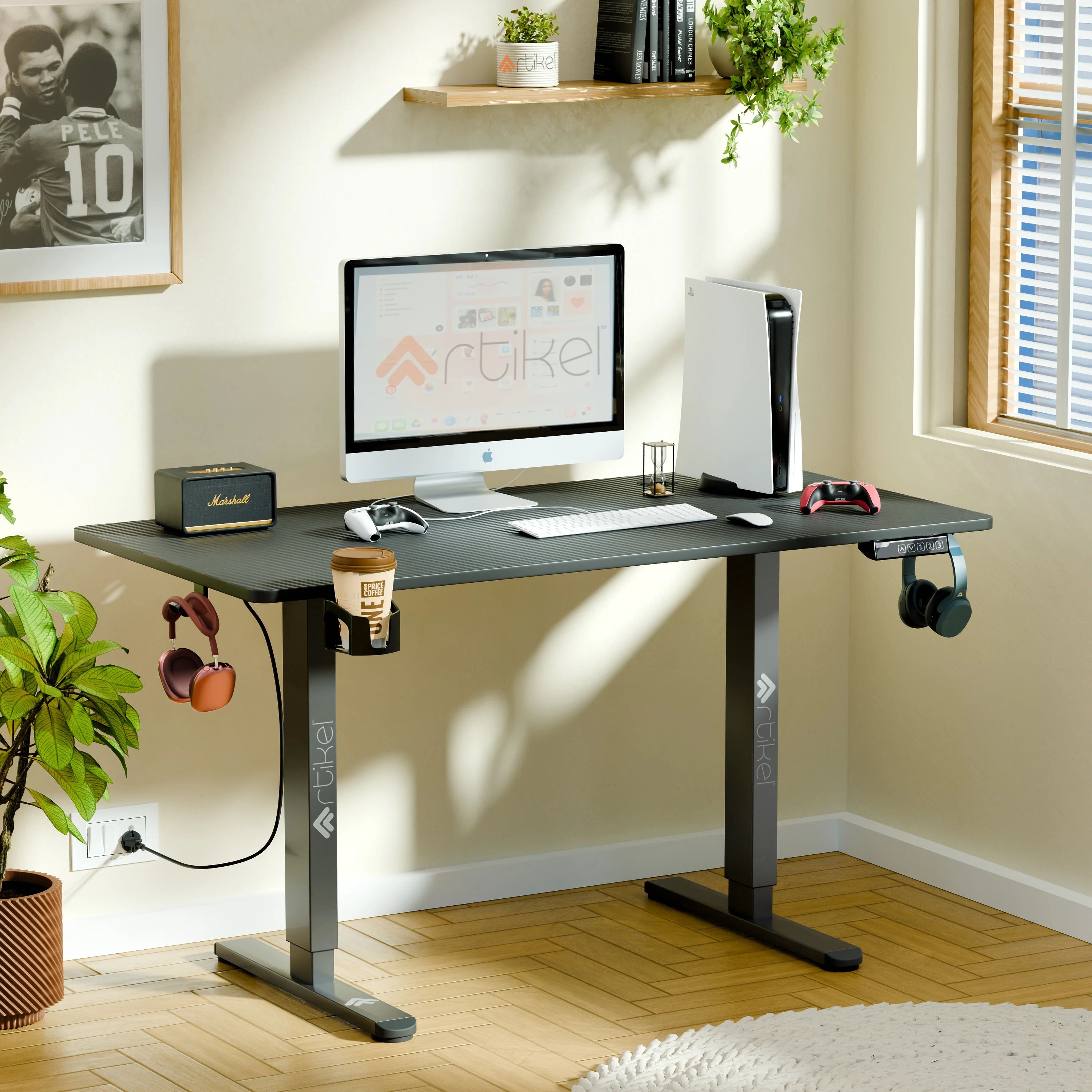 artikel Eco Electric Height Adjustable Table Sit Stand Desk Home & Office Workspace Engineered Wood Computer Desk-picture-20