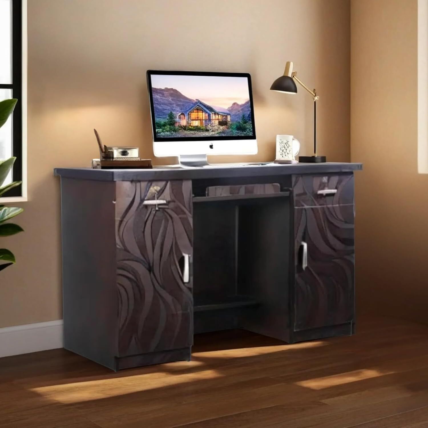 caspian Home & Office Table/Study Table with Drawer & Shelves | Work from Home Table Engineered Wood Study Table-picture-40