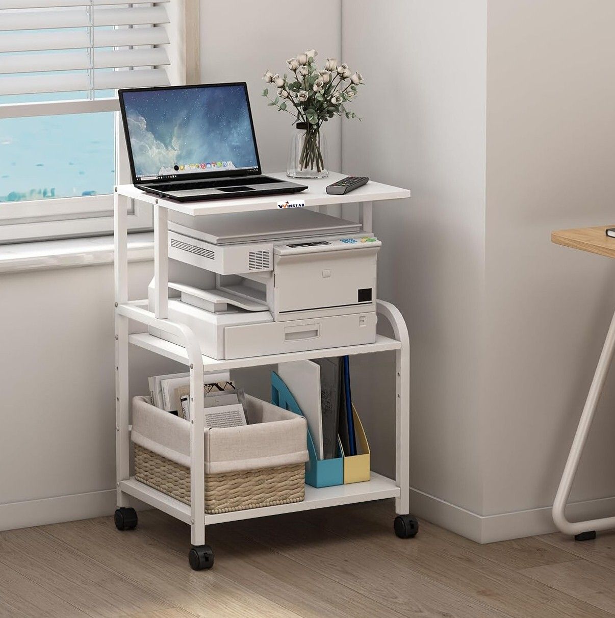 winstar 3-Tier Printer Stand, Solid & Sturdy, Modern Look, Space Saving | Metal Computer Desk-picture-15