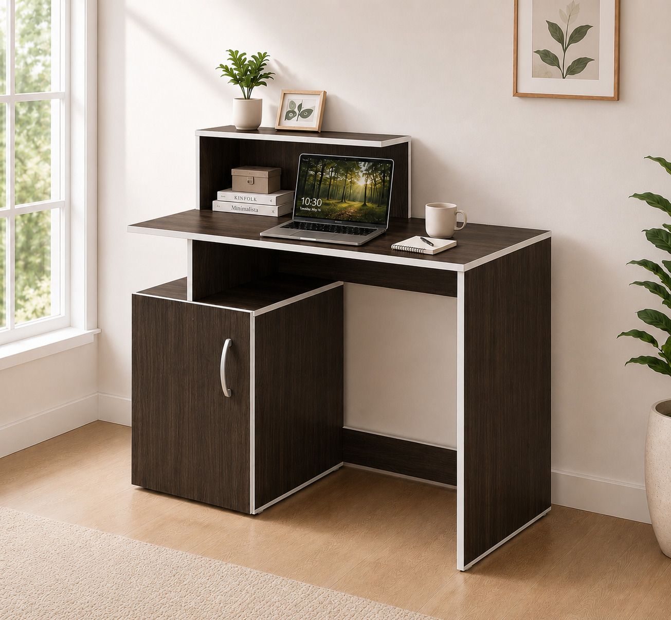 us dzire Computer Table with Storage Cabinet & Open Shelf | Study Desk For Home Office Engineered Wood Computer Desk-picture-11