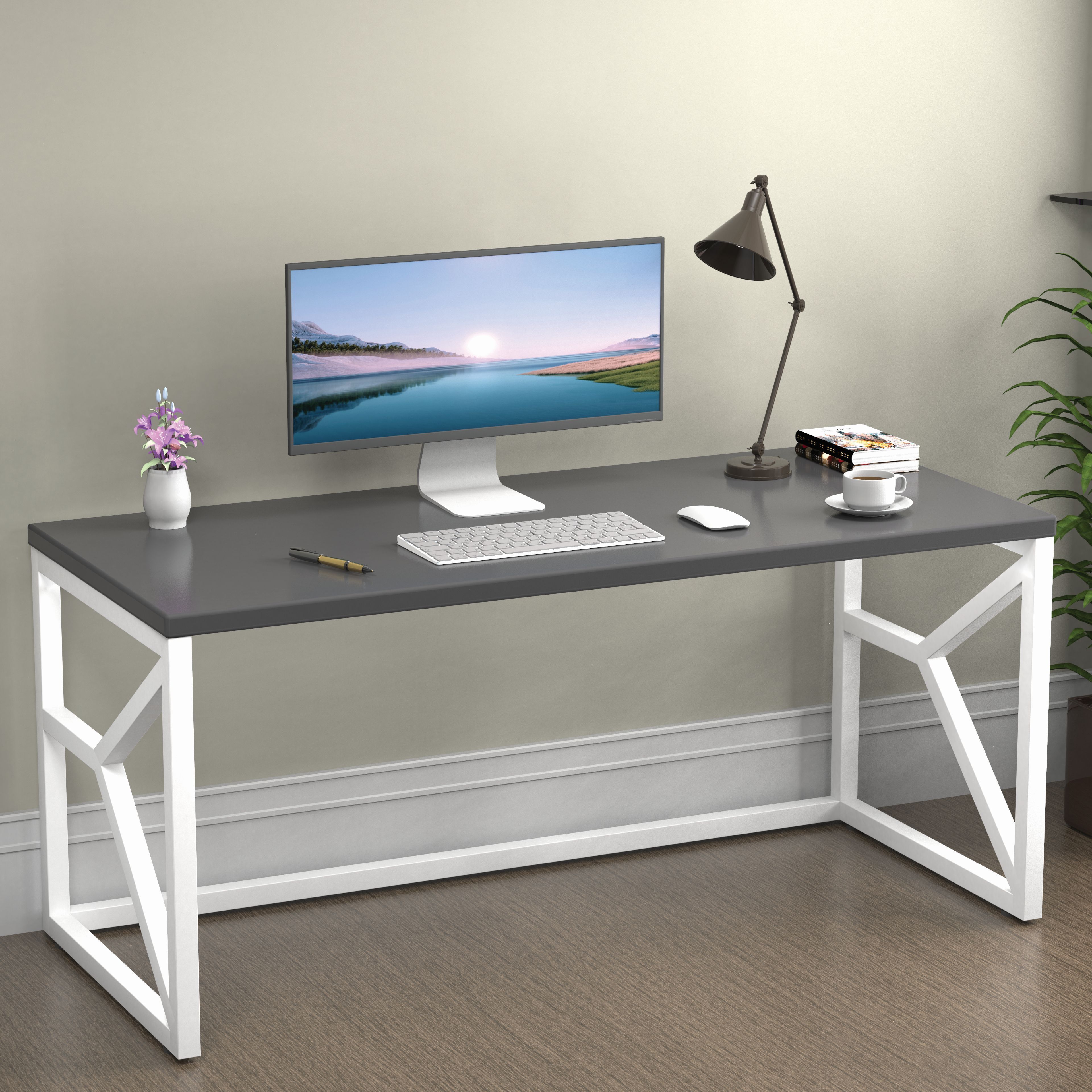 Metal & Wood Computer Table Engineered Wood Computer Desk-image-34