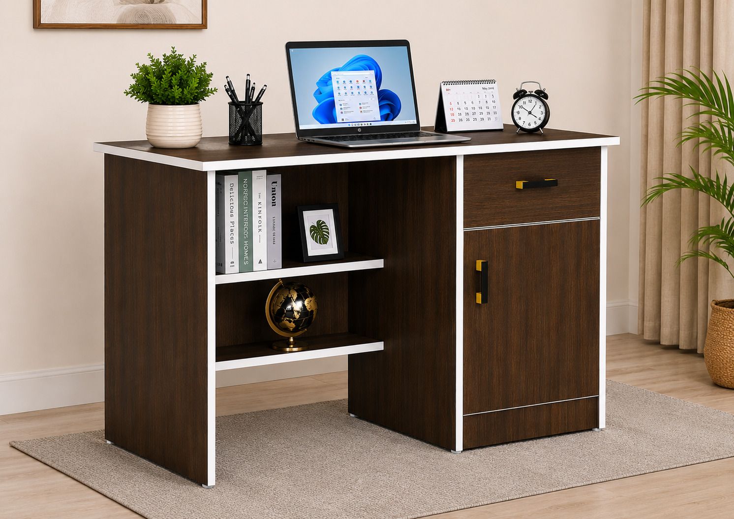 us dzire Computer Table with Storage Cabinet & Drawer | Study Desk For Home Office Engineered Wood Computer Desk-picture-41