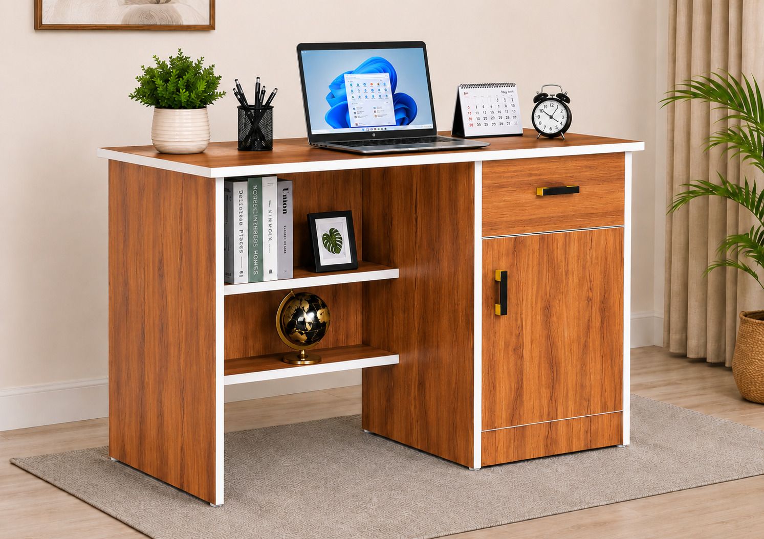 us dzire Computer Table with Storage Cabinet & Drawer | Study Desk For Home Office Engineered Wood Computer Desk-picture-46