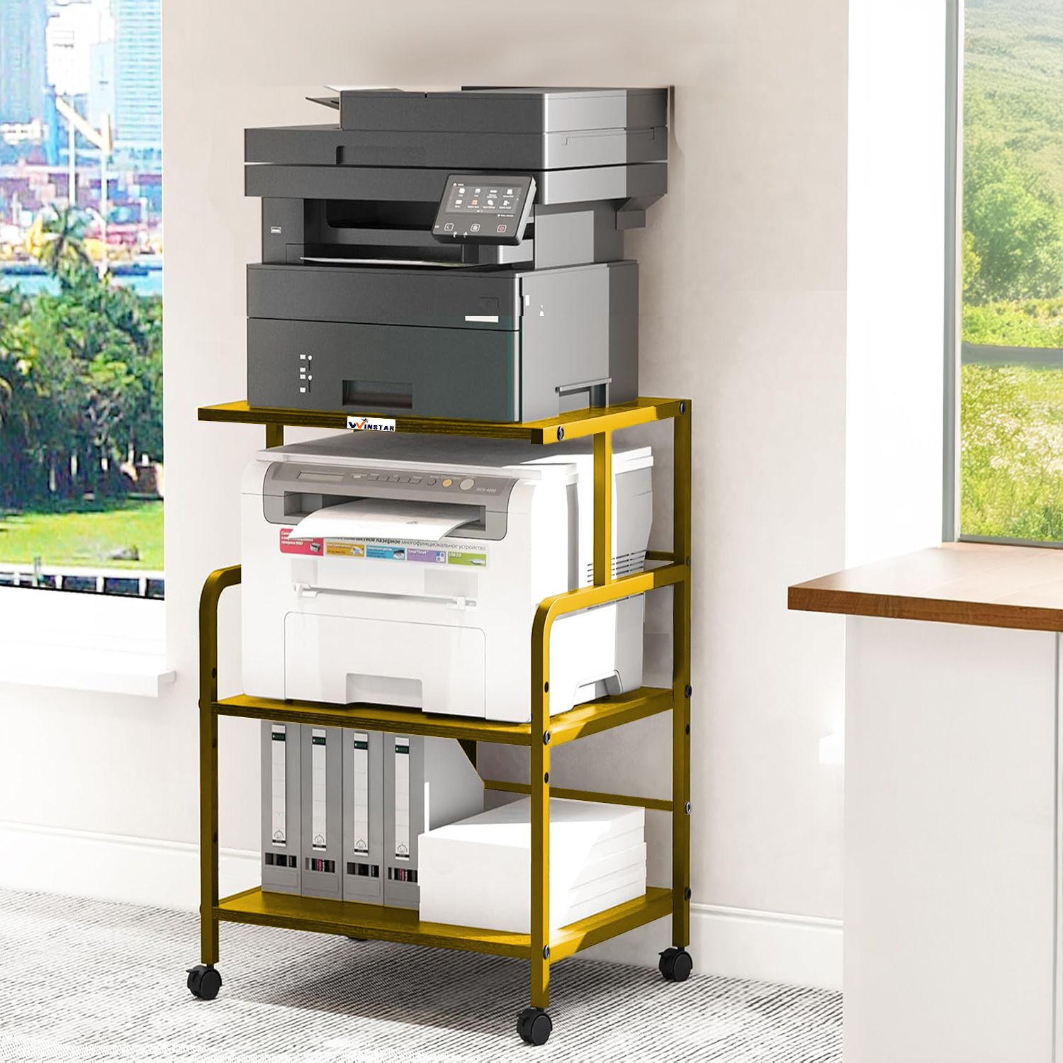 winstar 3-Tier Printer Stand, Solid & Sturdy, Modern Look, Space Saving | Metal Computer Desk-picture-12