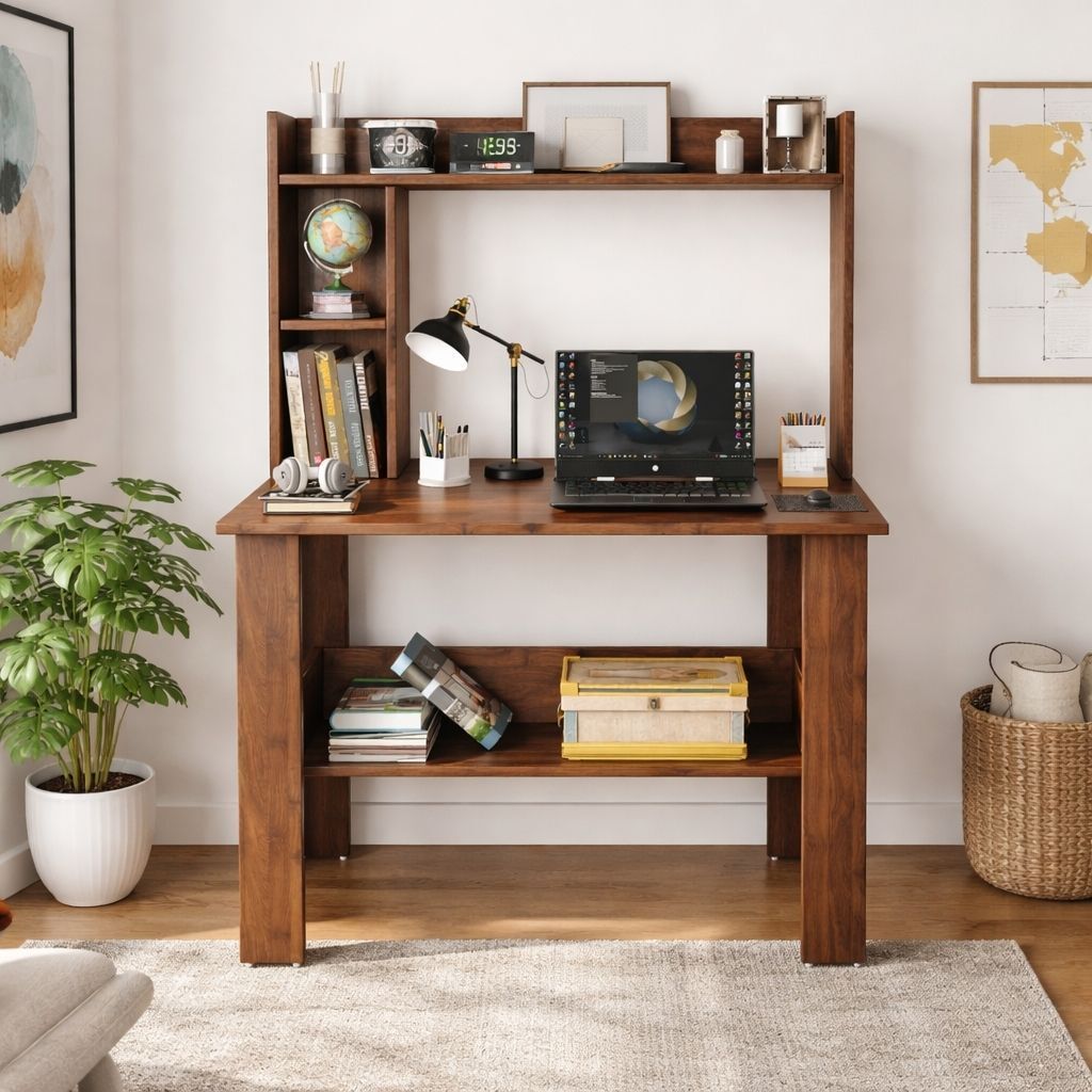 home delight Multipurpose Portable Study Desk with Book Storage for Home & Office Engineered Wood Computer Desk-picture-27