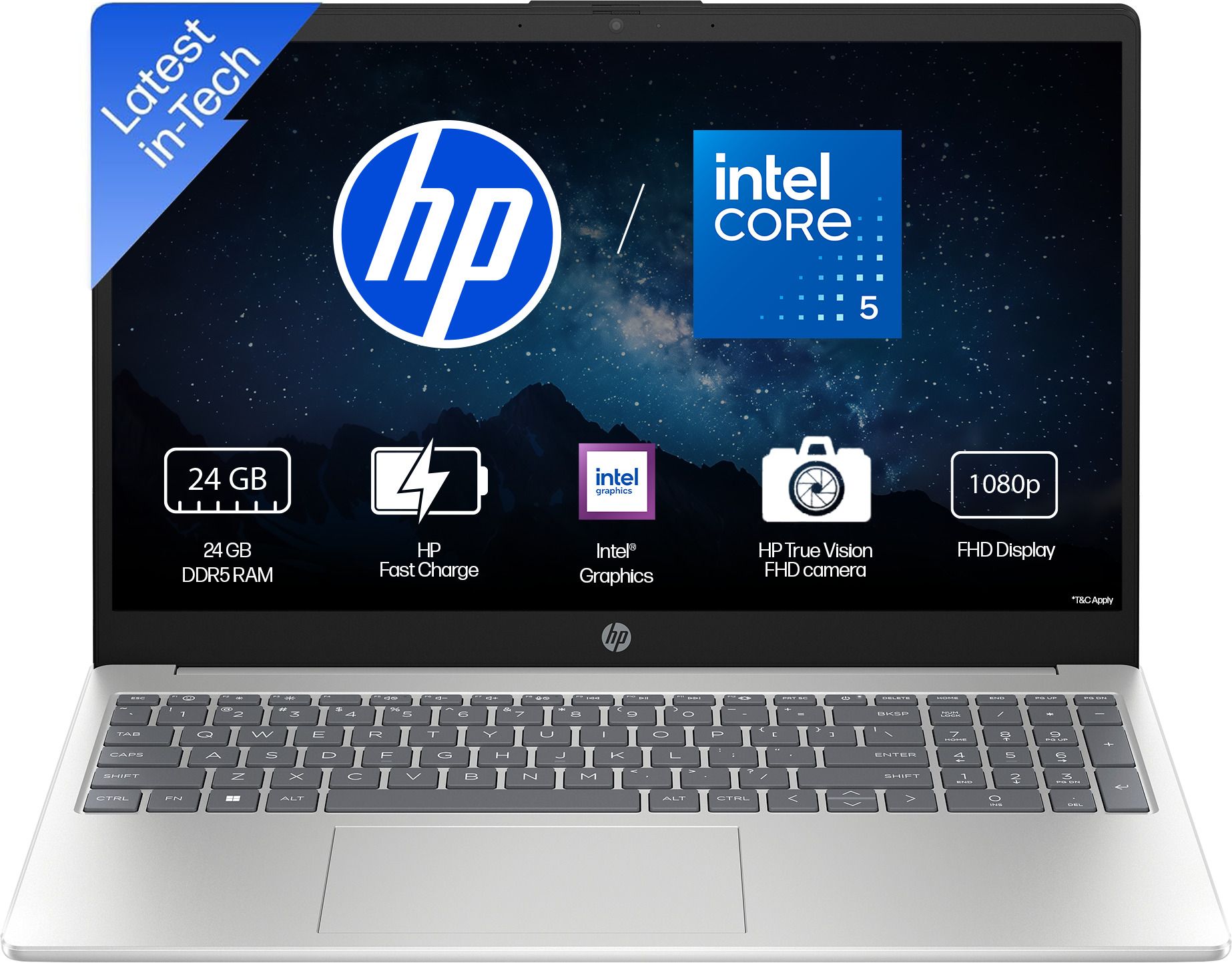 HP 15 with Backlit Keyboard and MSO'2024 Intel Core 5 120U - (24 GB/512 GB SSD/Windows 11 Home) 15-fd0262TU Thin and Light Laptop-image-1