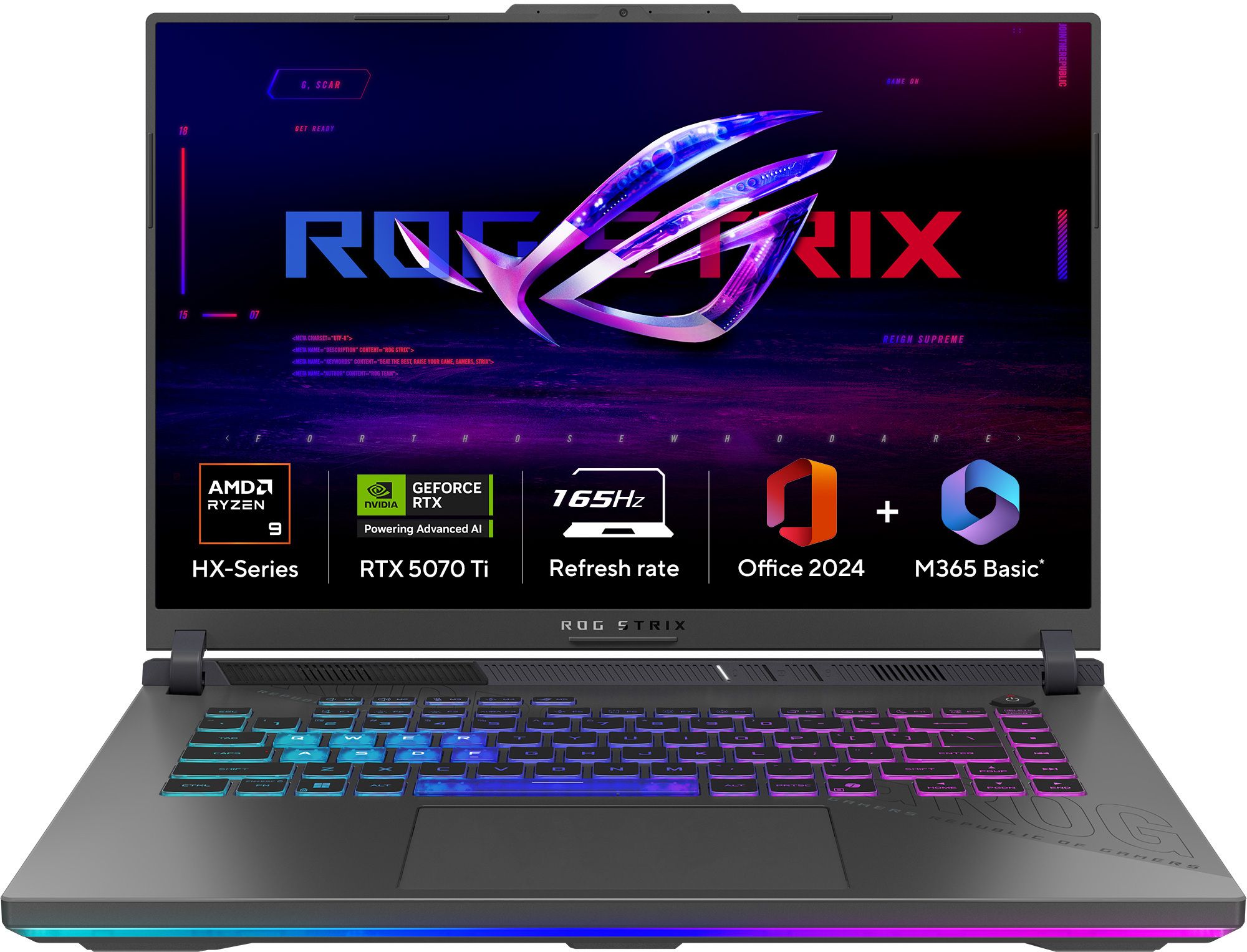 ASUS ROG Strix G16 (2025) with Office 2024 + M365 Basic* AMD Ryzen 9 16 Core 8940HX - (16 GB/1 TB SSD/Windows 11 Home/12 GB Graphics/NVIDIA GeForce RTX 5070 Ti/165 Hz/140 W) G614PR-RV032WS Gaming Laptop-image-31