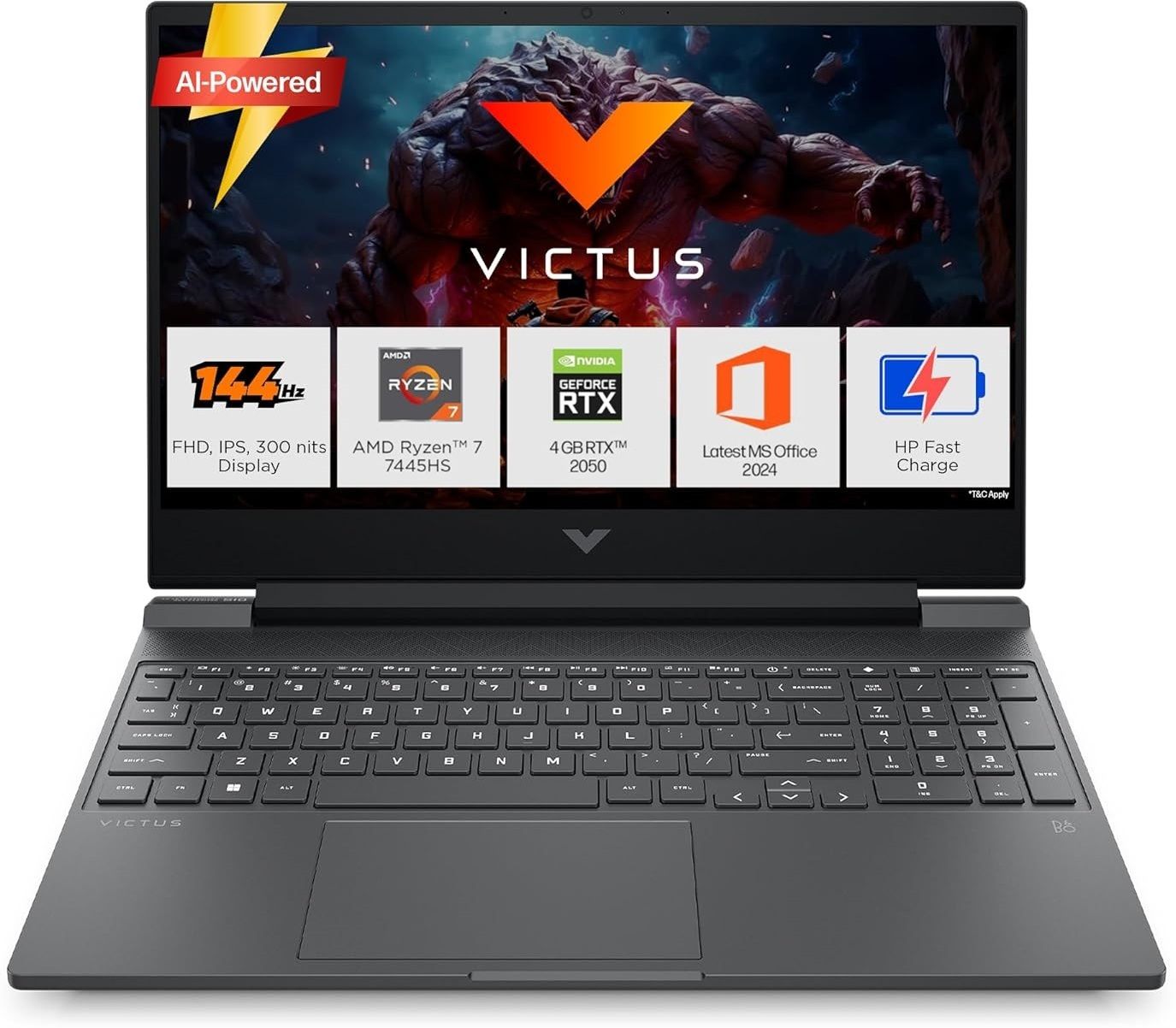HP Victus AMD Ryzen 7 Hexa Core 7445H - (16 GB/512 GB SSD/Windows 11 Home/4 GB Graphics/NVIDIA GeForce RTX GeForce RTX/144 Hz) Victus Gaming Laptop 15-fb3123AX Gaming Laptop