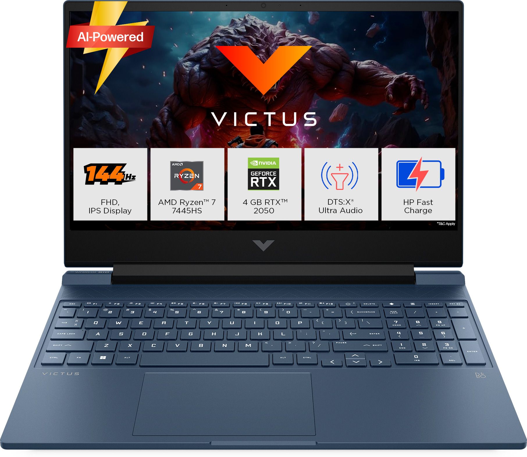 HP Victus AMD Ryzen 7 Hexa Core 7445H - (16 GB/512 GB SSD/Windows 11 Home/4 GB Graphics/NVIDIA GeForce RTX 2050) 15-fb3122AX Gaming Laptop