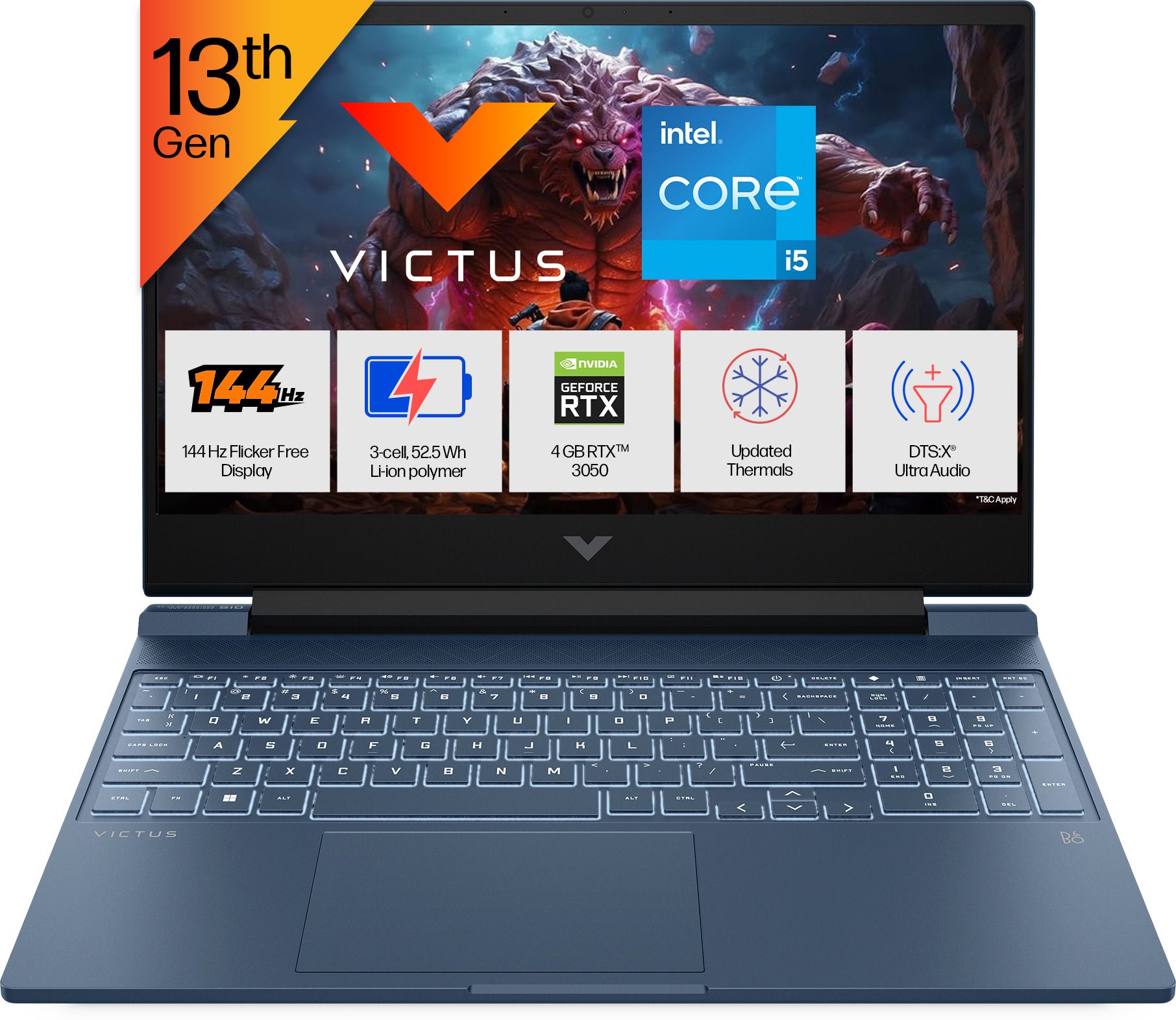 HP Victus Intel Core i5 13th Gen 13420H - (16 GB/512 GB SSD/Windows 11 Home/4 GB Graphics/NVIDIA GeForce RTX 3050) 15-fa2191TX Gaming Laptop
