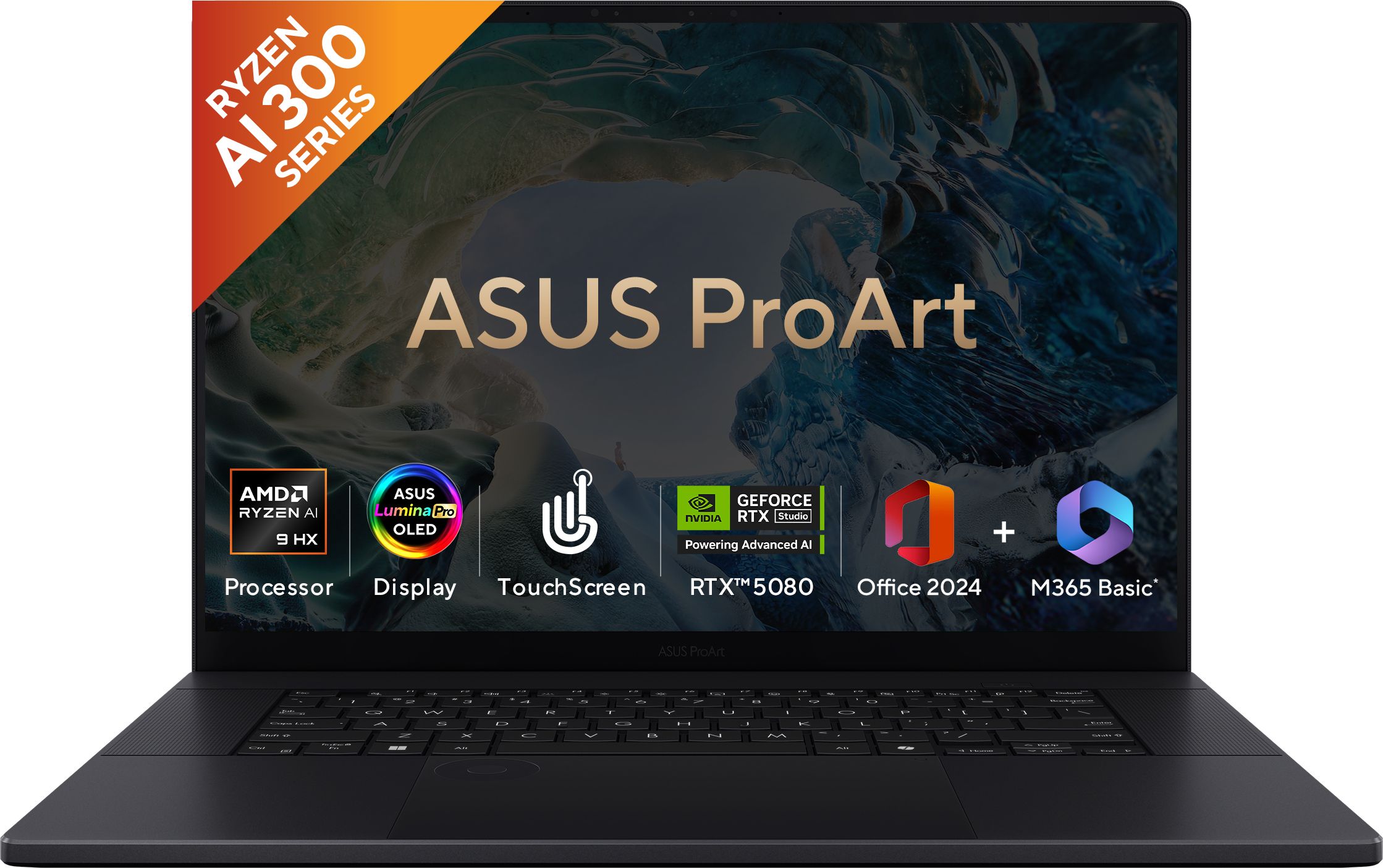 ASUS ProArt P16 (2025) for Creator with Touch Screen, MSO 2024 + M365 Basic ,AI PC AMD Ryzen AI 9 HX 12 Core 370HX - (64 GB/2 TB SSD/Windows 11 Home/16 GB Graphics/AMD Radeon NVIDIA GeForce RTX 5080/120 GHz) H7606WW-SE023WS Gaming Laptop