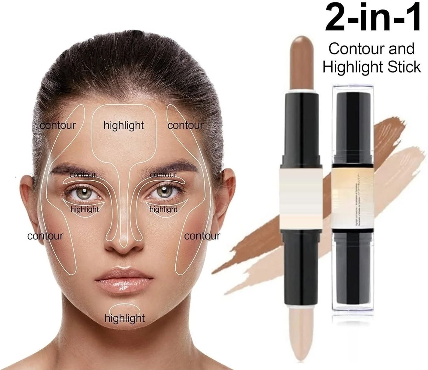 2 in 1 Highlight and Contour Stick, Dual-Ended Concealer, Color Corrector Concealer-image-35