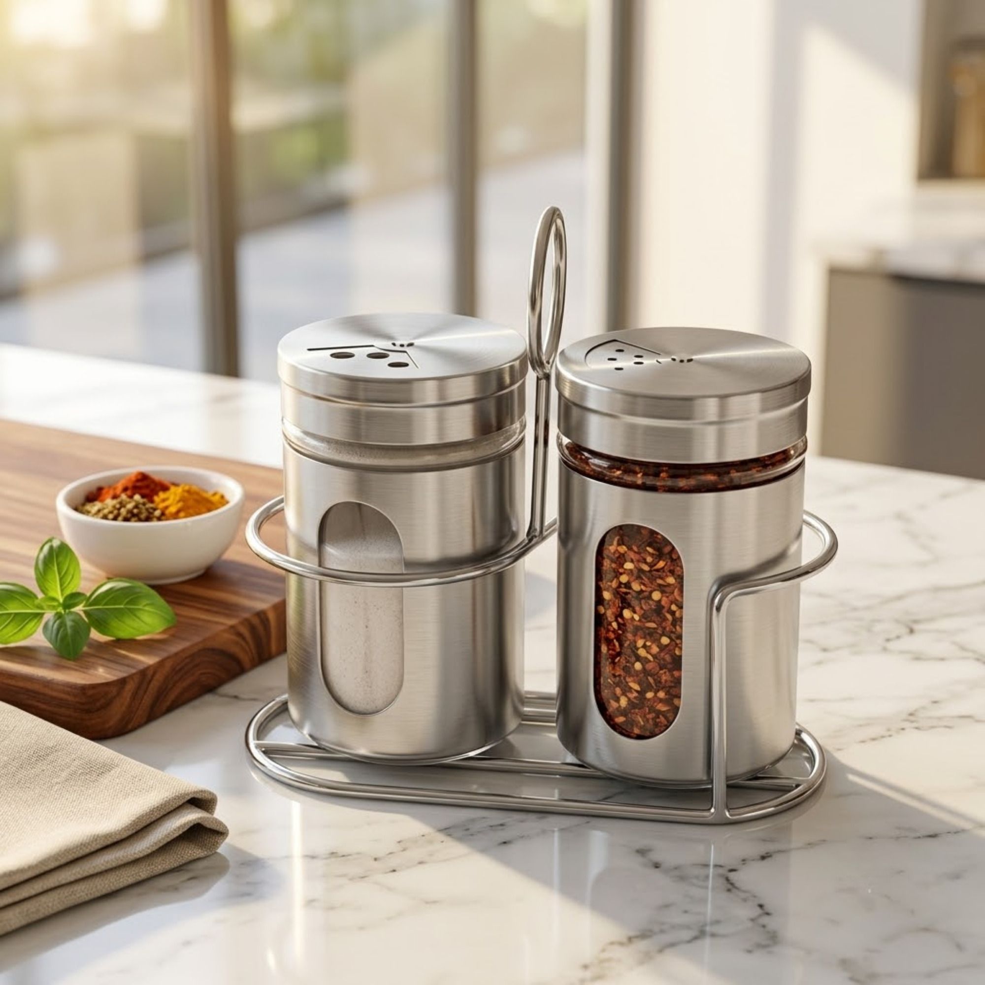 bravity Seasoning Shaker Set Glass, Silver Plated-picture-10