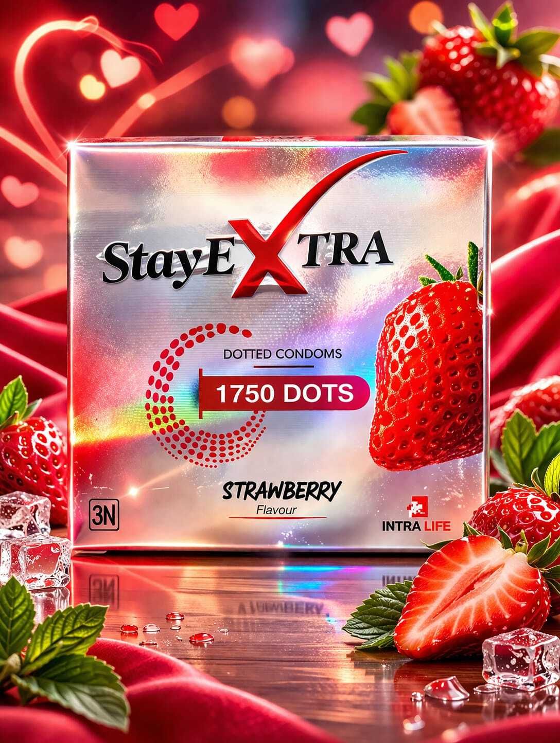 DOTTED CONDOMS WITH STRAWBERRY FLAVOUR (PACK OF 6) Condom-image-1