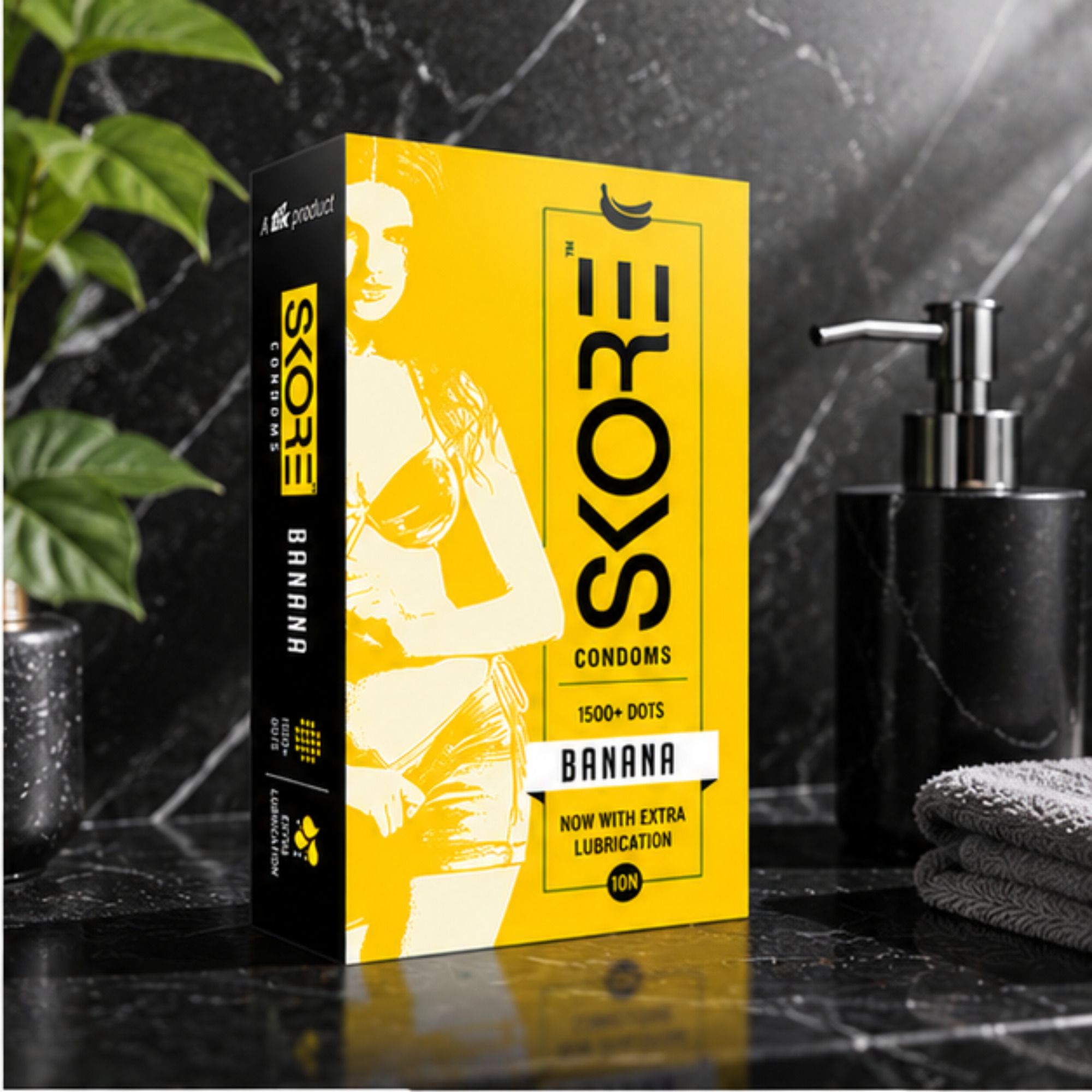 skore Banana Flavour Condoms with 1500+ Dots | 10 Condoms Condom-picture-19
