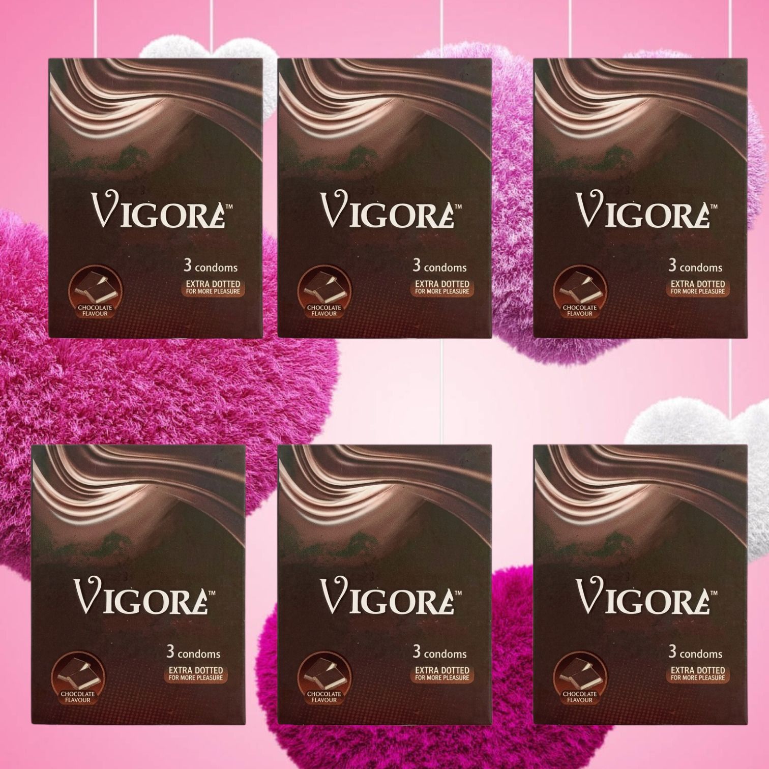 vigore Long playing extra dotted condoms chocolate flavour pack of 6×3 Condom-picture-30