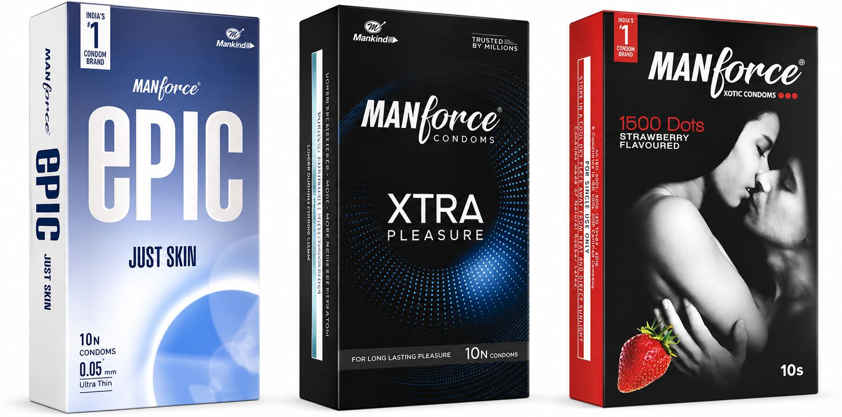mankind Manforce Epic Just skin , Xtra Pleasure , Strawberry Condom | India Best Condom Condom-picture-30