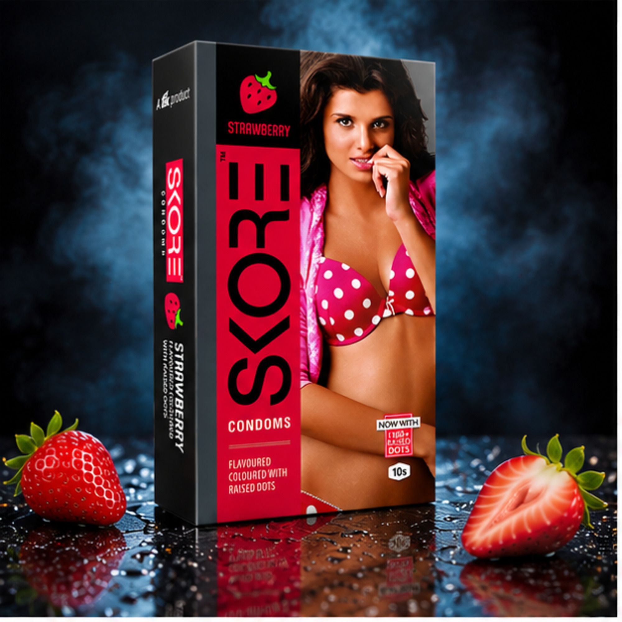 skore Strawberry Flavoured Latex Condoms | 10 Count Pack Condom-picture-33