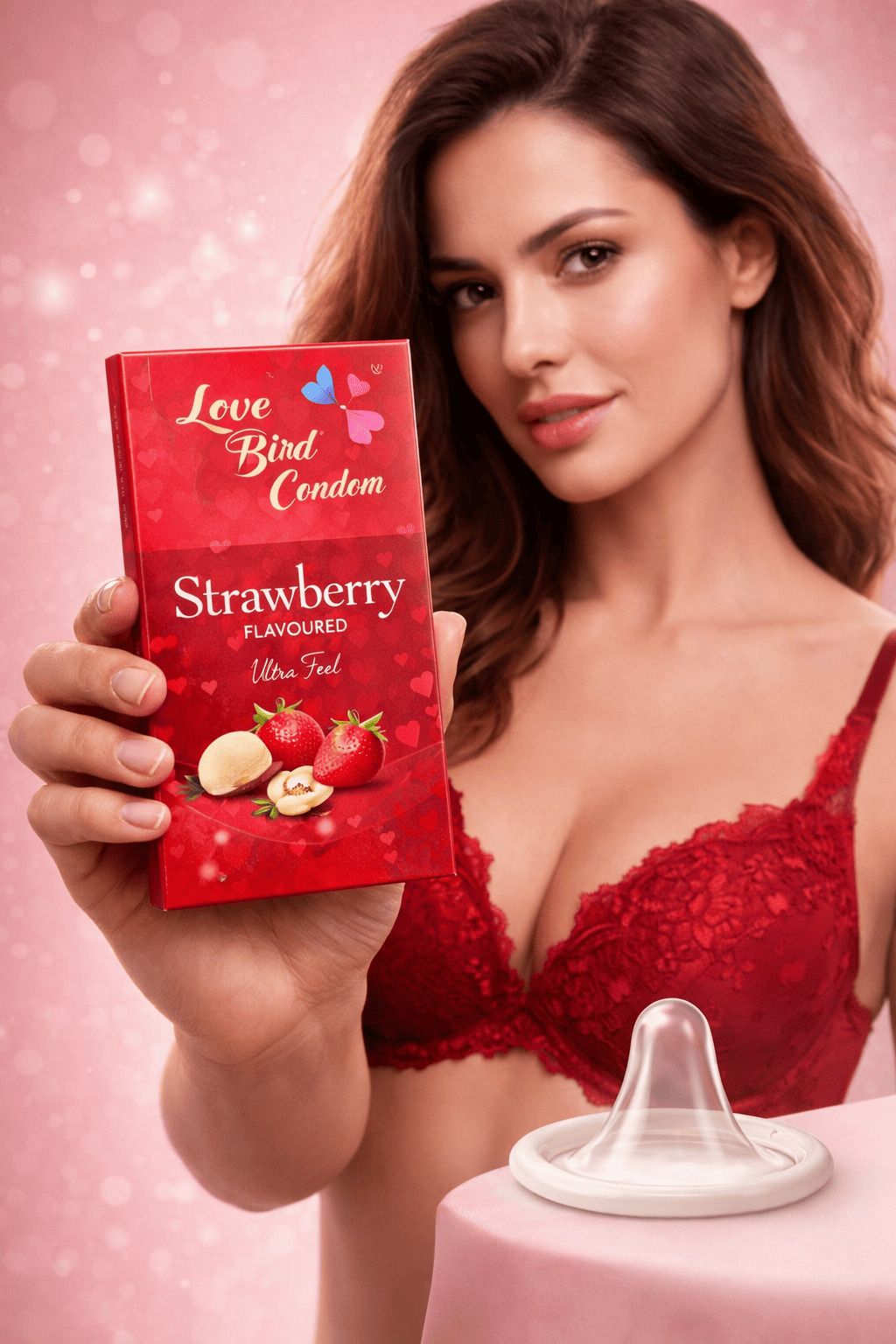 Wow Strawberry&Venila Bass Condom FUNTIMIME Every Second Condom