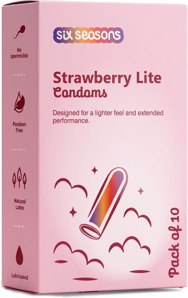 six seasons Lite Strawberry Flavoured Condoms Long Lasting Thin & Lubricated Condom-picture-25