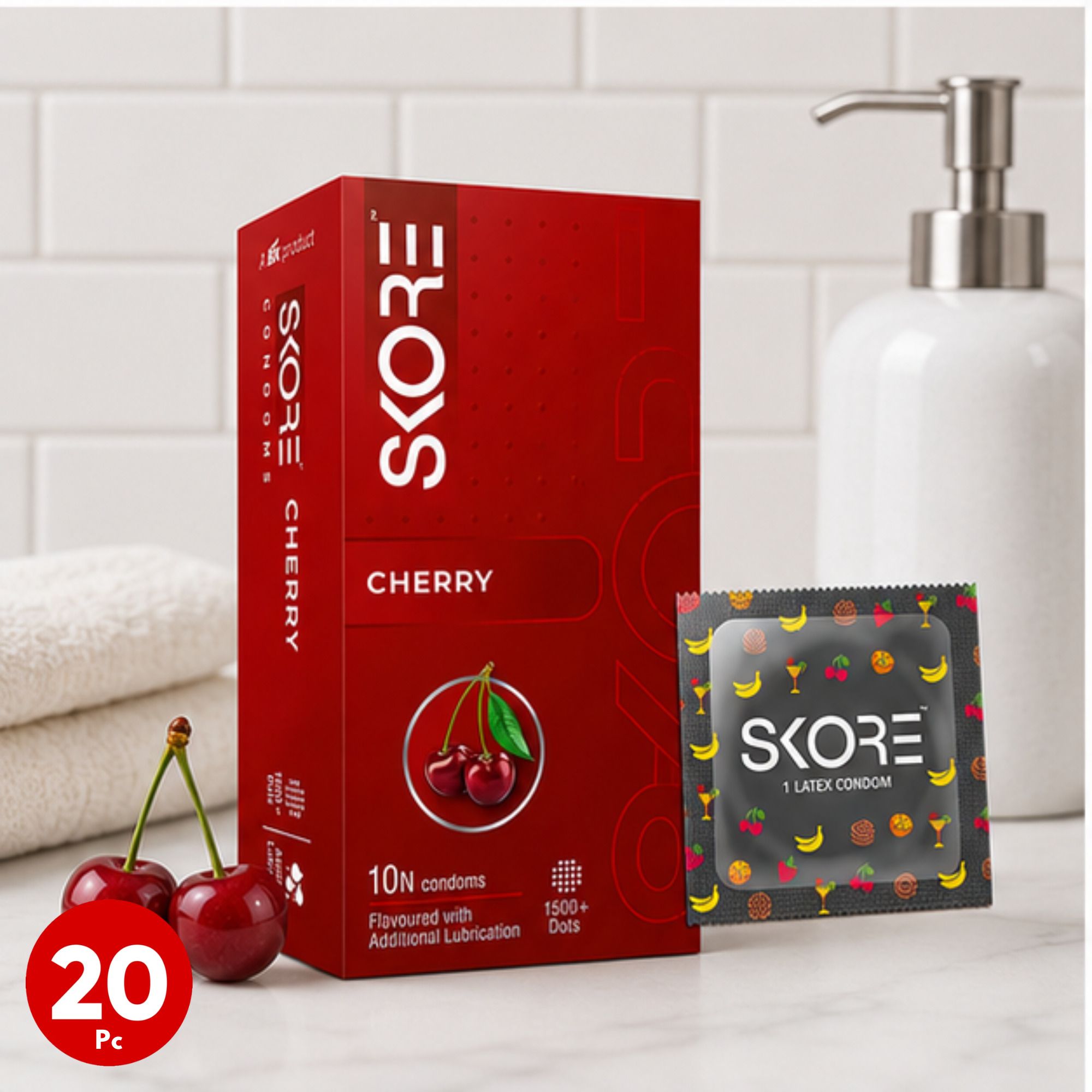 skore Cherry Flavour Condoms with 1500+ Dots | Pack of 2 Condom-picture-24