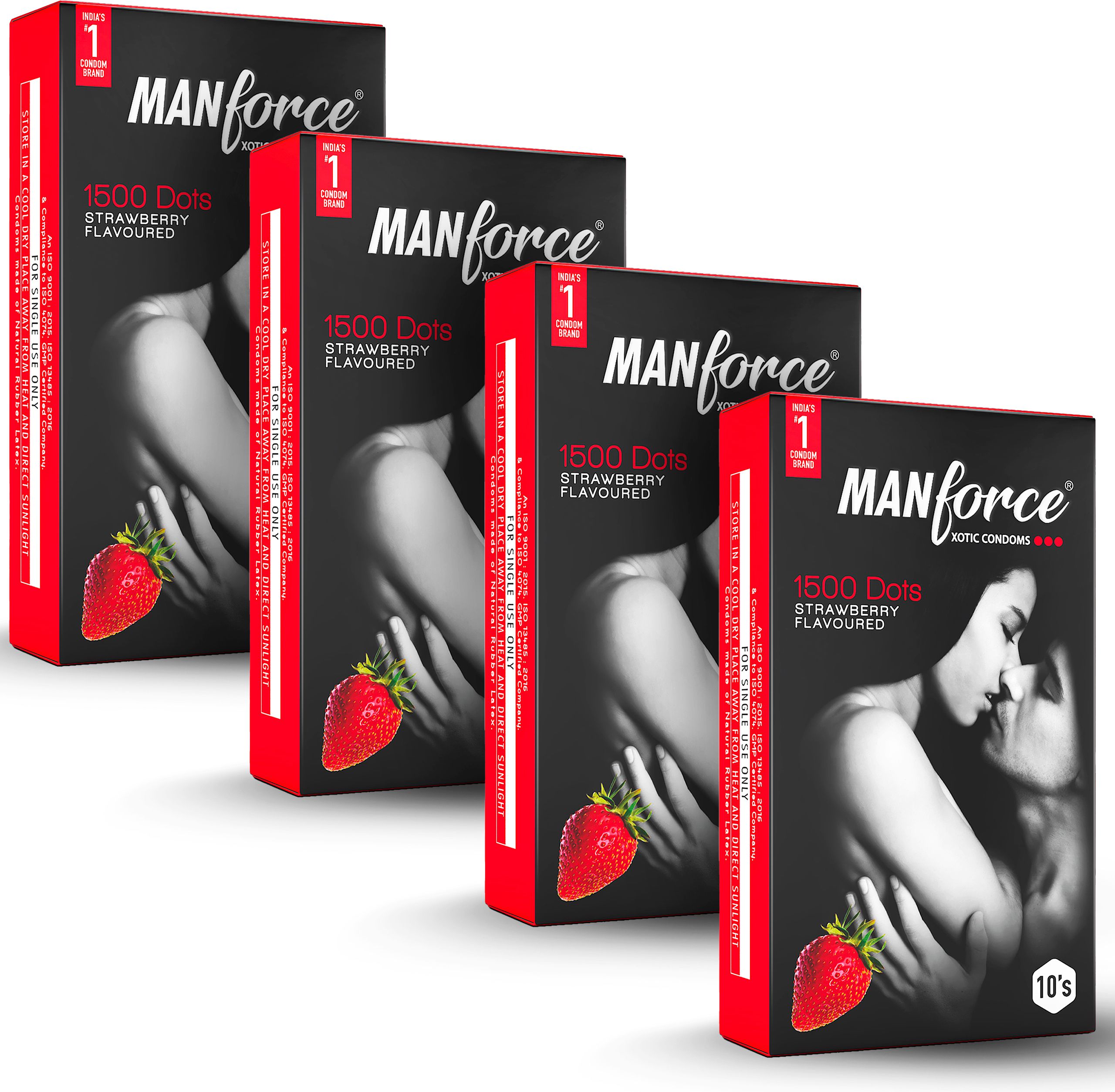 Condoms 3 in 1 Ribbed, Contour, Dotted, Strawberry Flavoured Condoms ,10 x 4 Condom-image-9