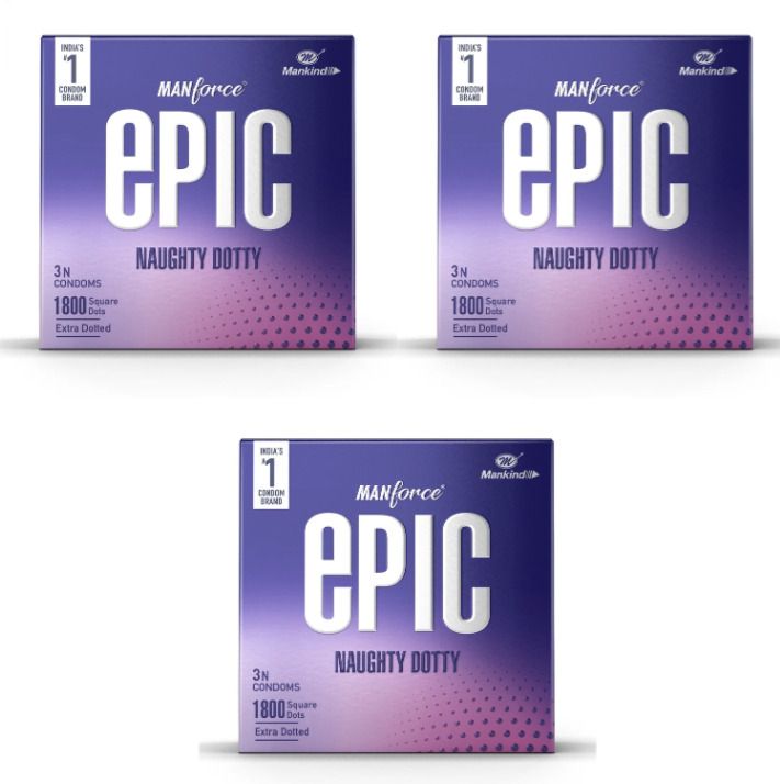 mankind MANFORCE Epic Naughty Dotty | 3 Sheets | Extra Dotted Each, Pack of 3 Condom Condom-picture-20