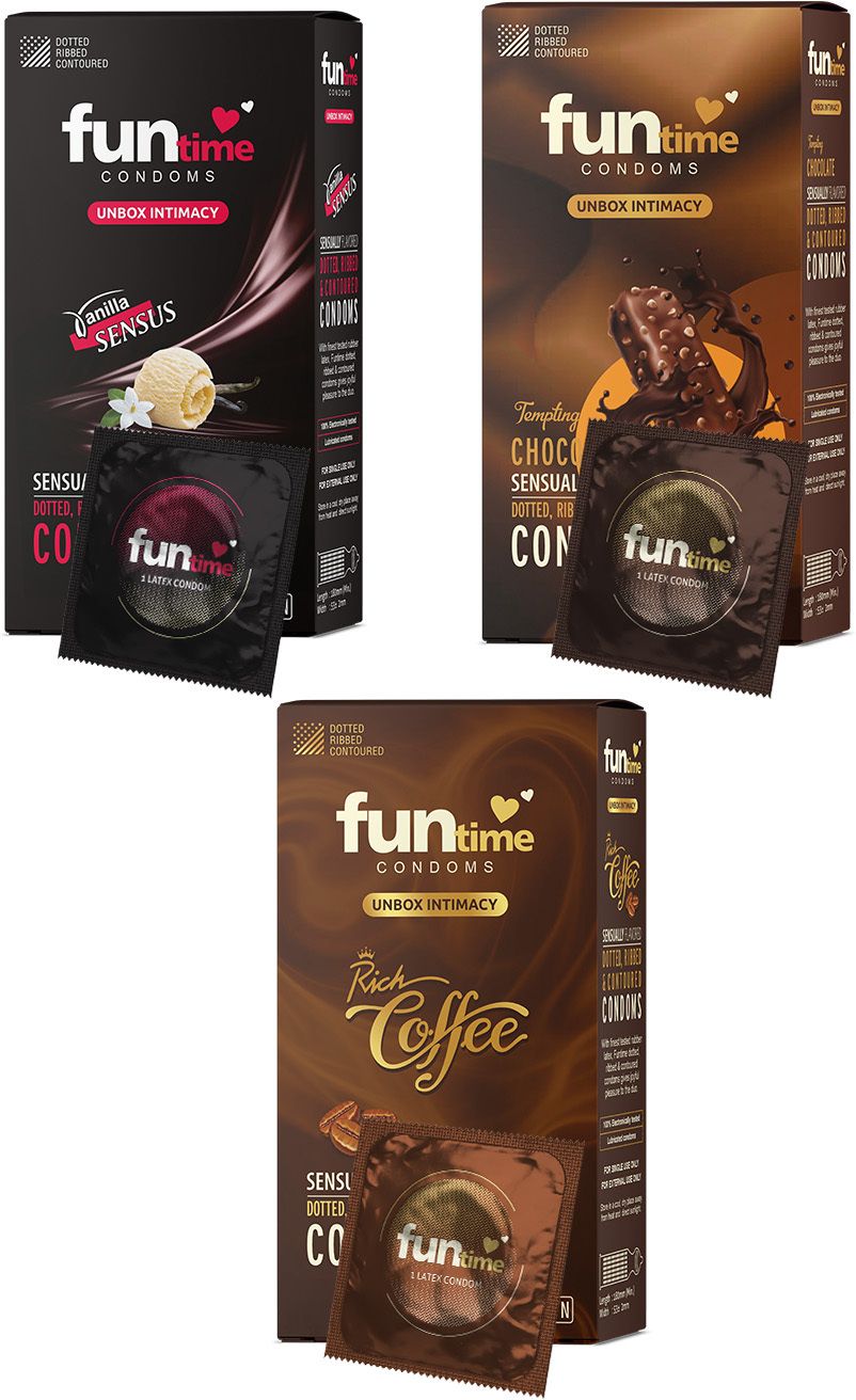Tempting Chocolate, Vanilla & Coffee Flavours Ribbed & Dotted Condom-image-26