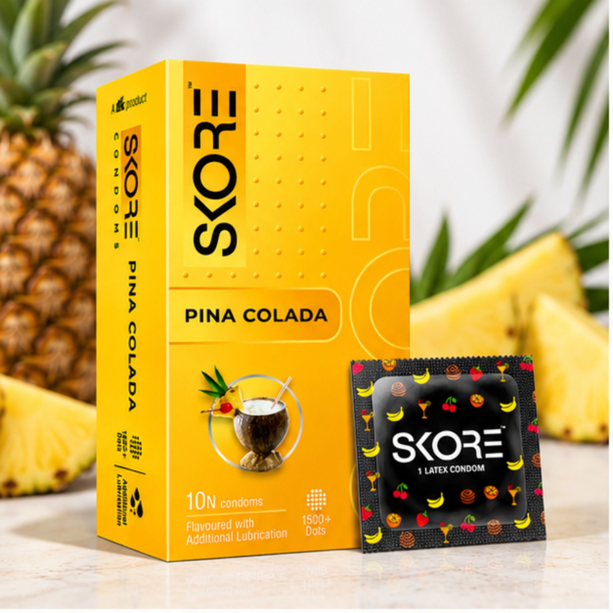 skore Pina Colada Flavour Condoms with Additional Lubrication | Pack of 1 Condom-picture-23