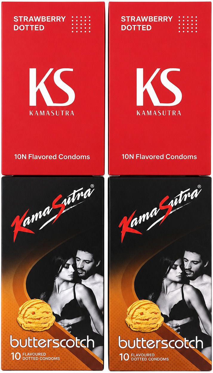 kamasutra Strawberry , Butterscotch Pack of 4 (10 sheet each ) Condom-picture-42
