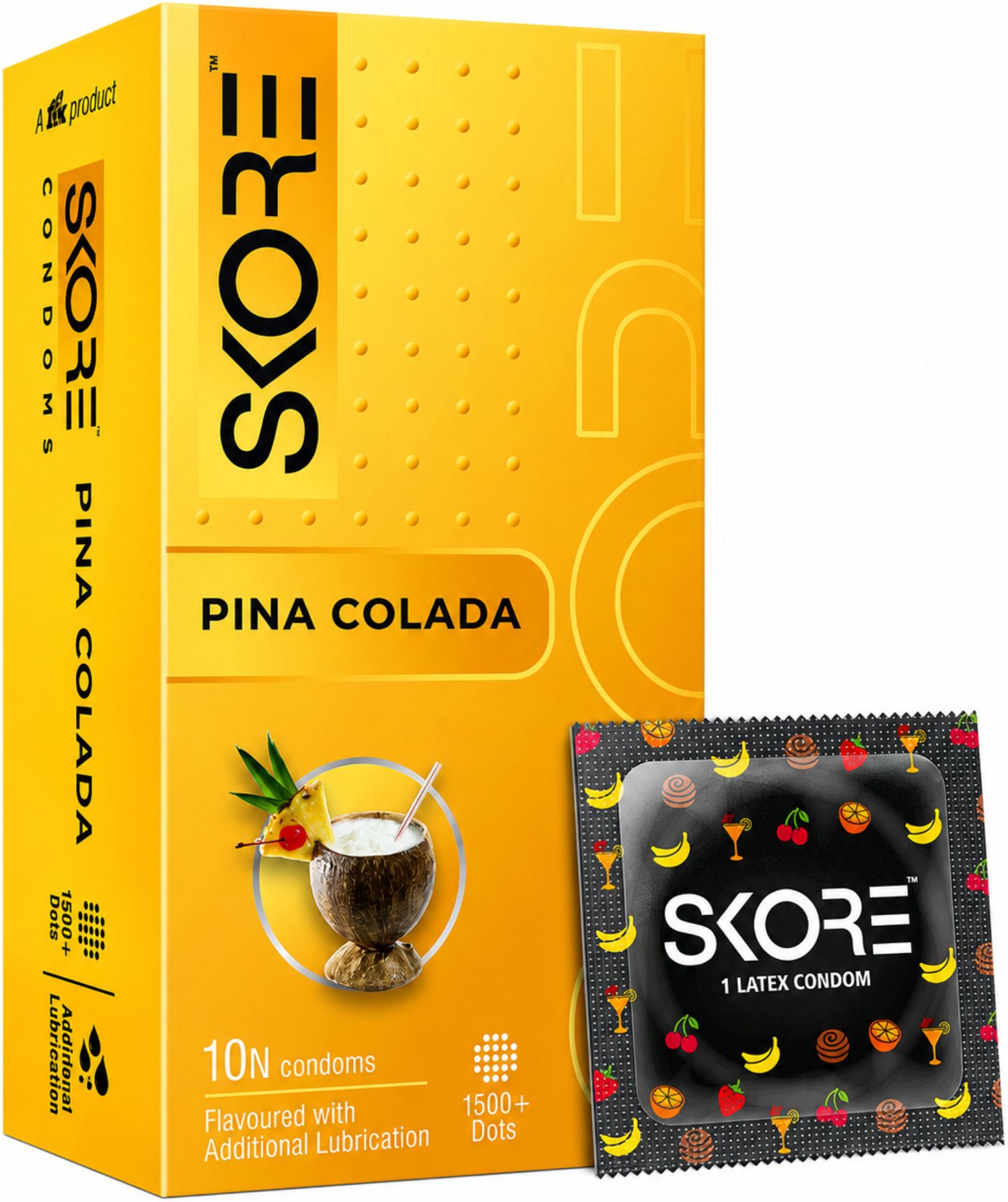 skore Pina Colada Flavoured Dotted Condoms 1500+ Dots 10 Condoms Condom-picture-15