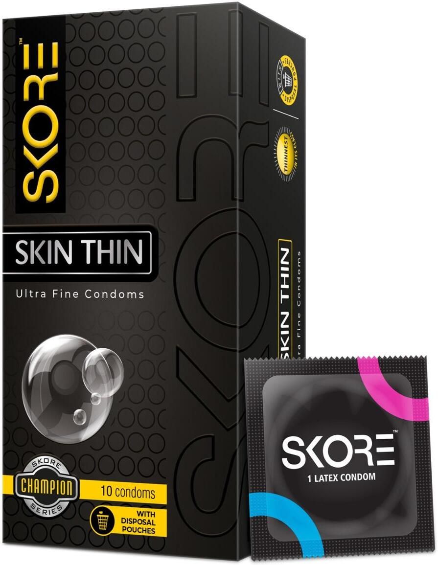 Skin Thin Ultra Fine Condom | With Disposal Pouches | 10 Sheets | Pack of 1 Condom