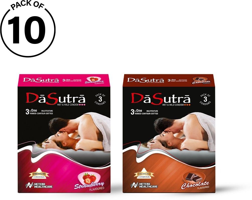 da sutra Wet and Wild Dotted Strawberry & Choclate Condoms for Men-30 Count (Pack of 10) Condom-picture-23