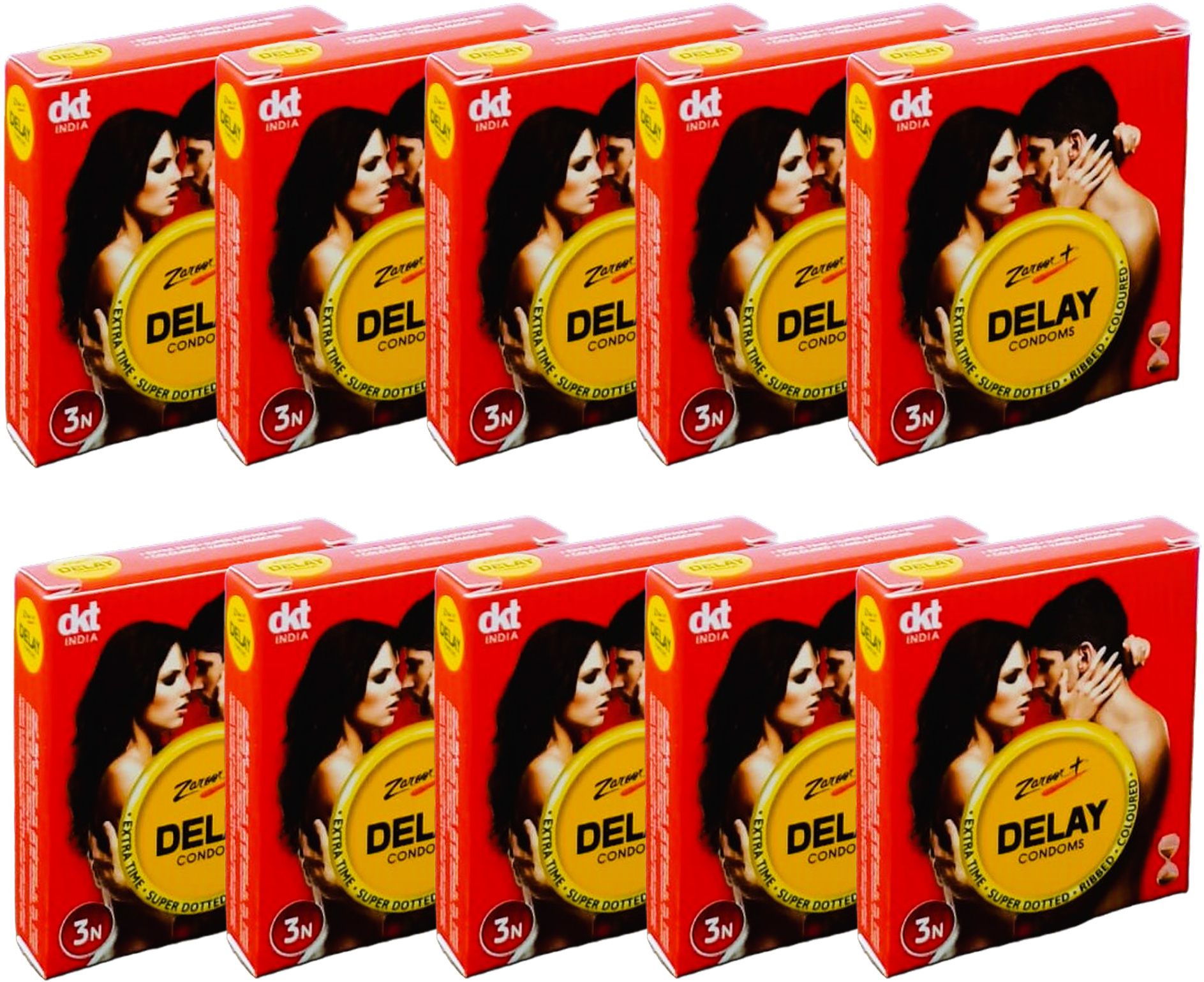 + Delay 5 in 1 Extra-Time Super-Dotted Ribbed Coloured Vanilla Masking for Men Condom-image-34