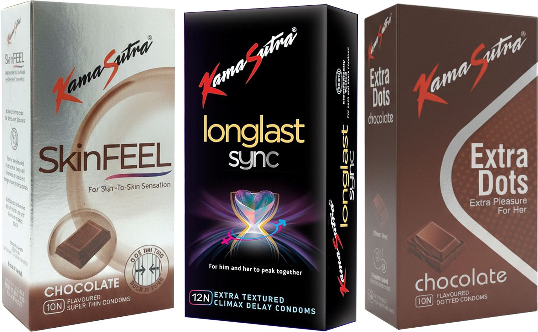kamasutra SkinFEEL Chocolate, Longlast Sync And Extra Dots Chocolate Condom-picture-40