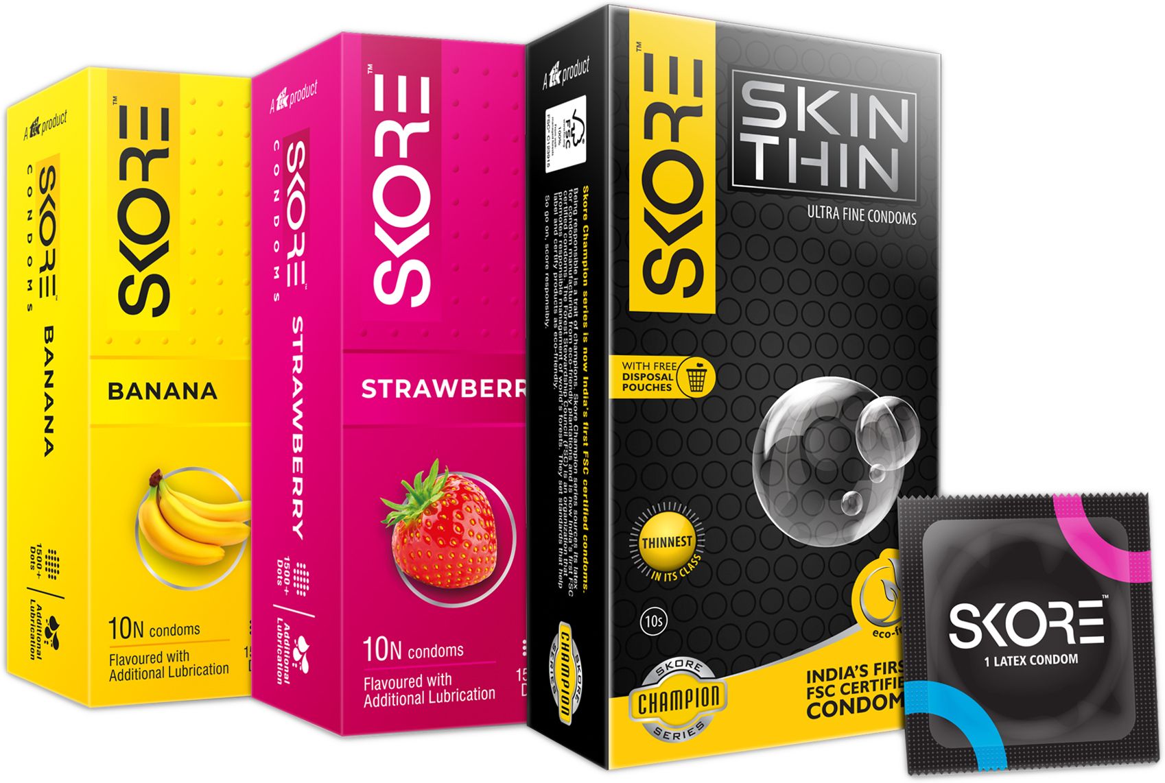 skore Skin Thin,Strawberry Banana Flavoured Condom Condom-picture-16