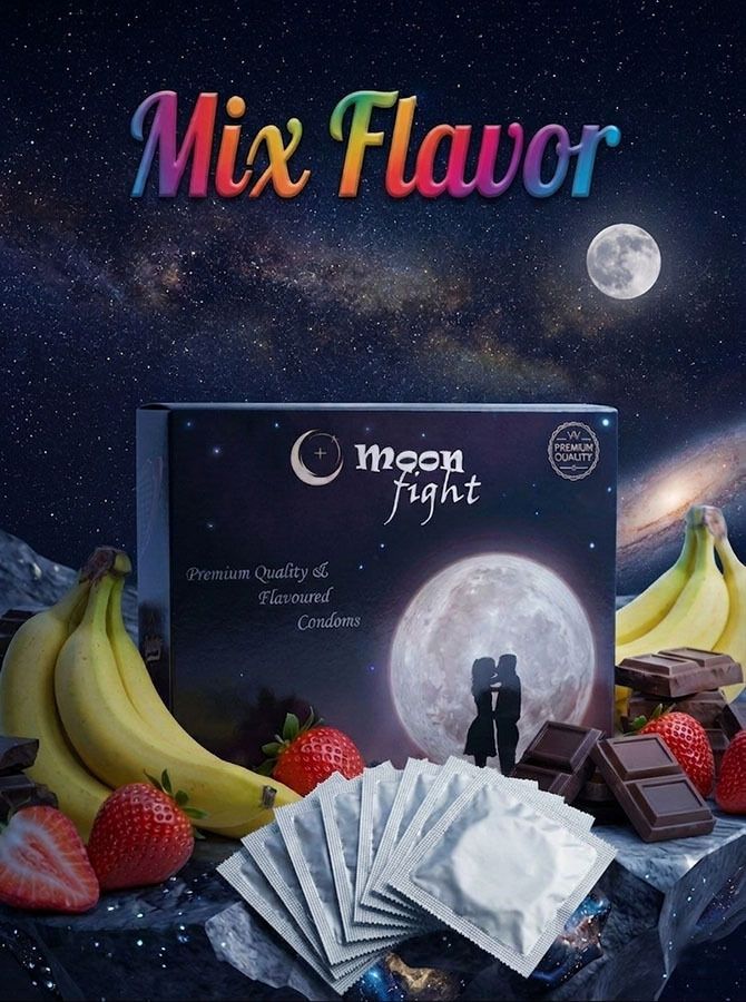 moon fight Mix-Flavoured Lubricant Condoms, Smooth Condoms Pack Of 1 Condom-picture-29