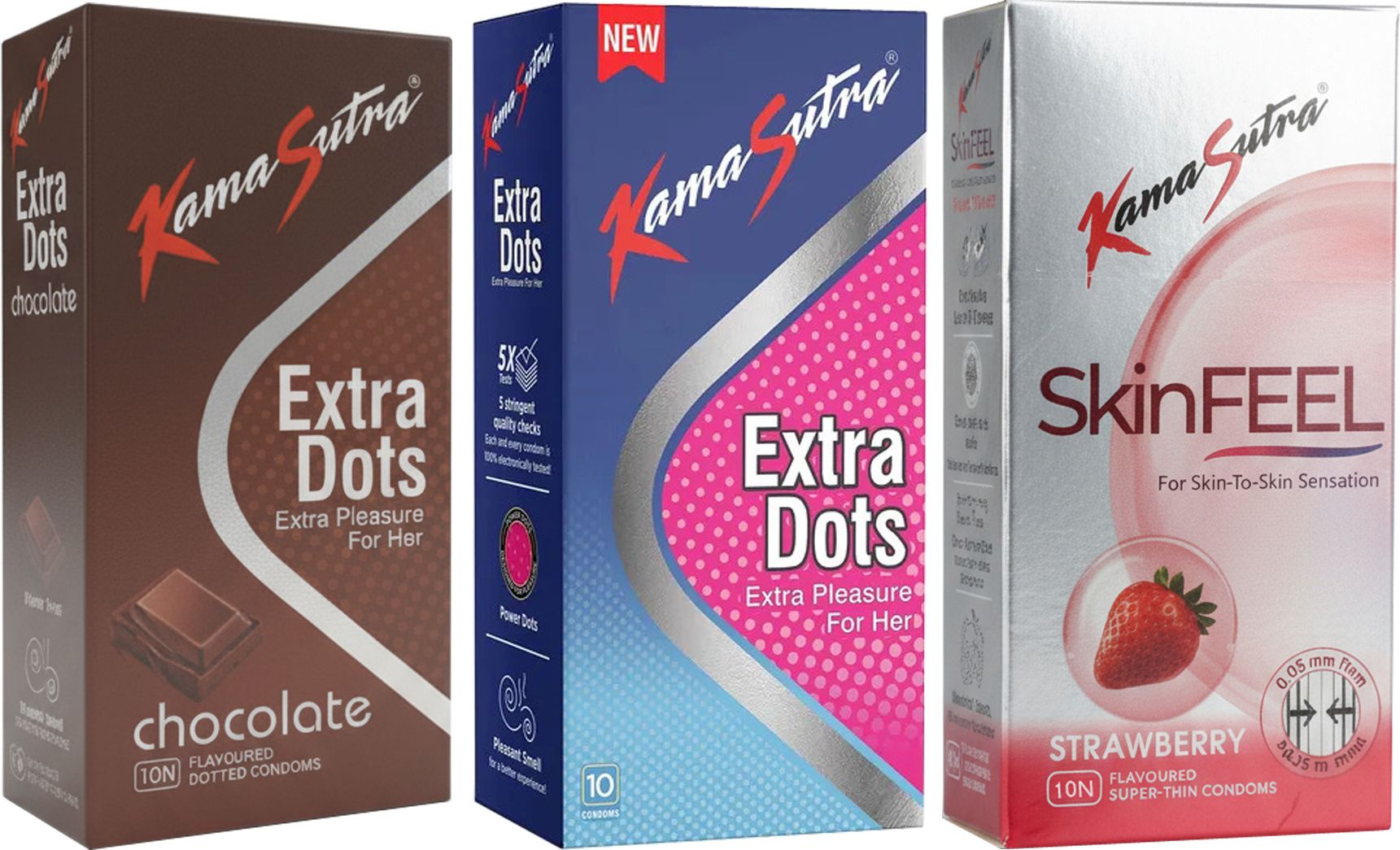 kamasutra Extra Dots Chocolate, Extra Dots And SkinFEEL Strawberry Condom-picture-35