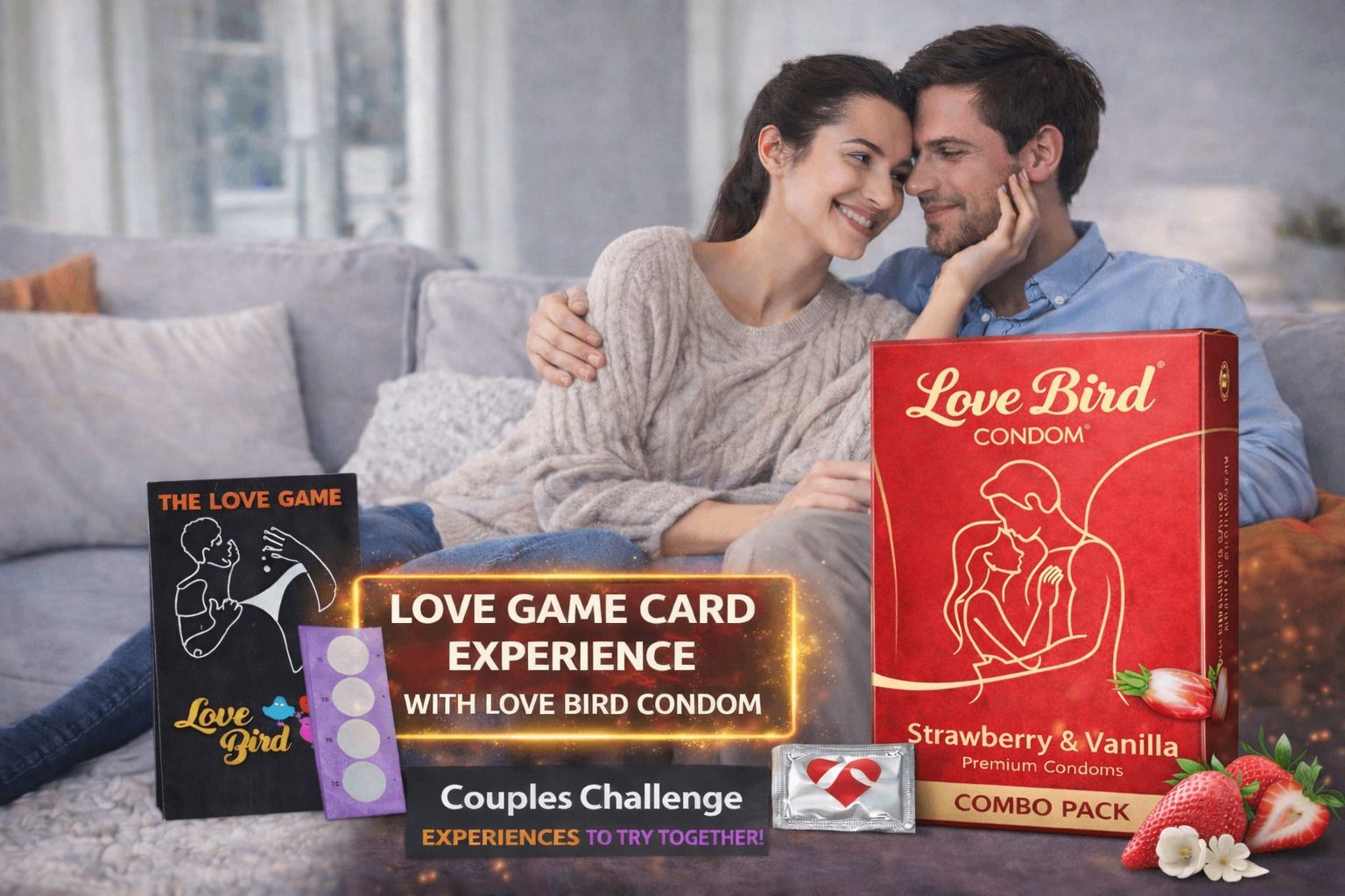 lovebirdcondom Strawberry Vanilla with Love Game Scratch Card Condom-picture-28