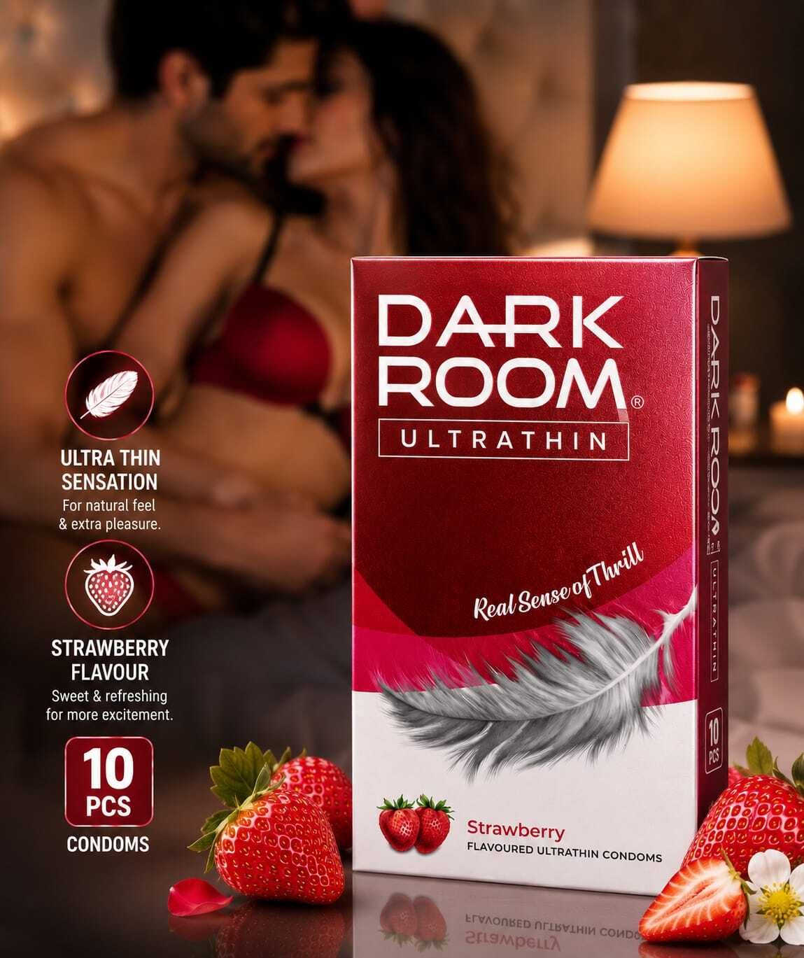 Extra Sense of Thrill Strawberry Condoms – Dotted, Ribbed & Lubricated Condom-image-41