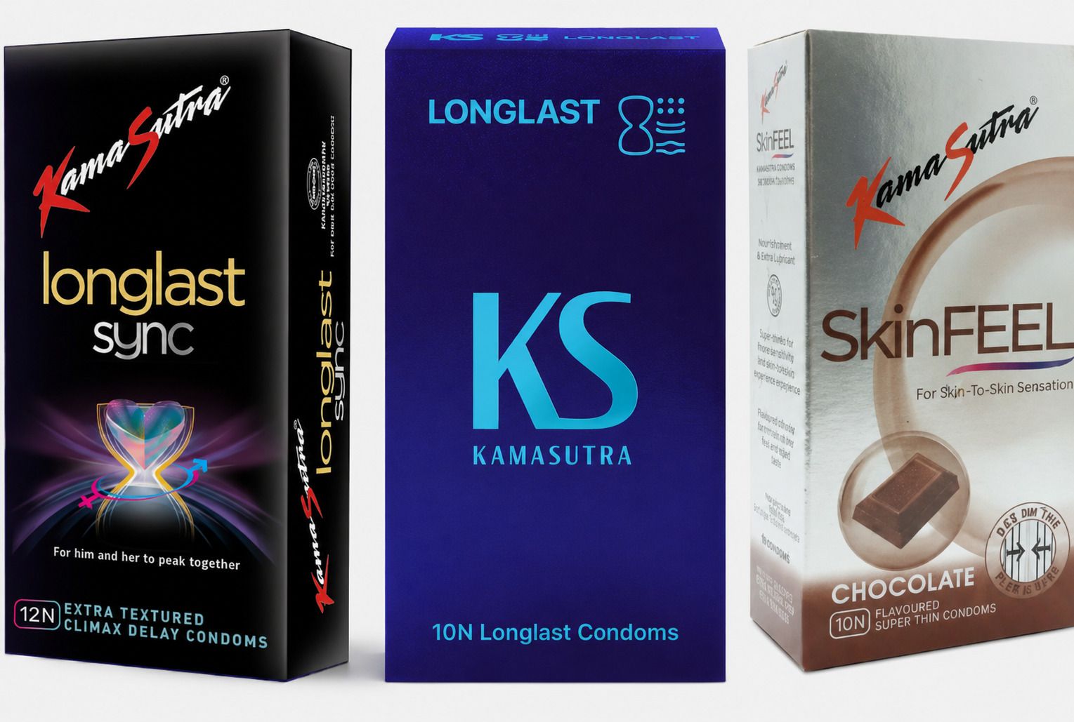 kamasutra Longlast Sync, Longlast And SkinFEEL Chocolate Condom (Set of 3, 32 Sheets) Condom-picture-2