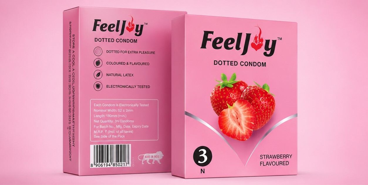 Strawberry Flavoured Dotted Condoms | Natural Latex | Tested Condom-image-1
