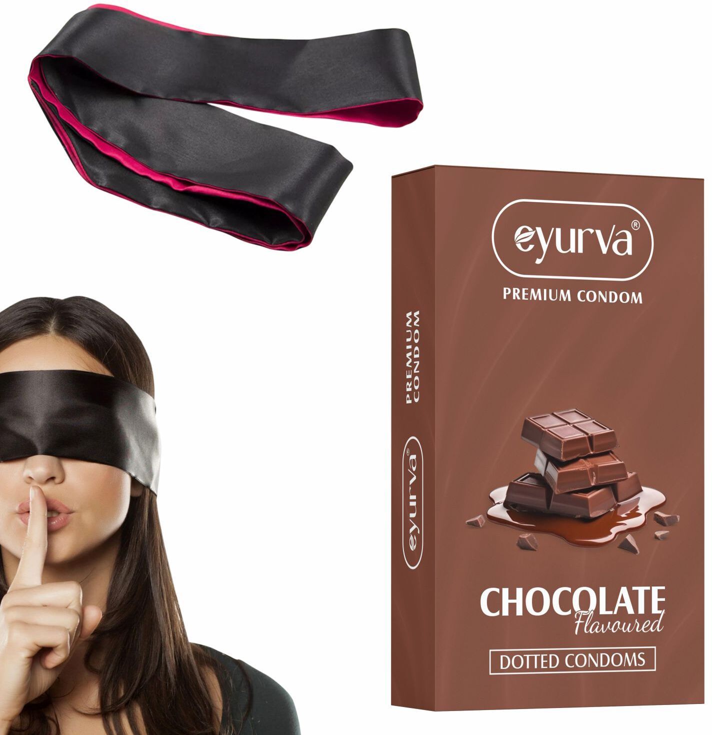 eyurva chocolate dotted condoms with soft blindfold restraint ribbon for couple Condom-picture-14