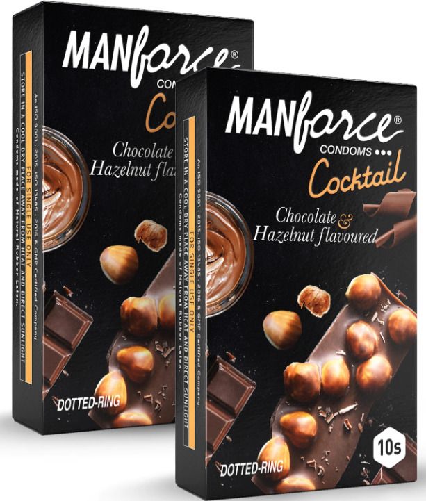 mankind Cocktail Condoms Hazelnut & Chocolate Flavoured- 10 Pieces x 3 Condom-picture-5