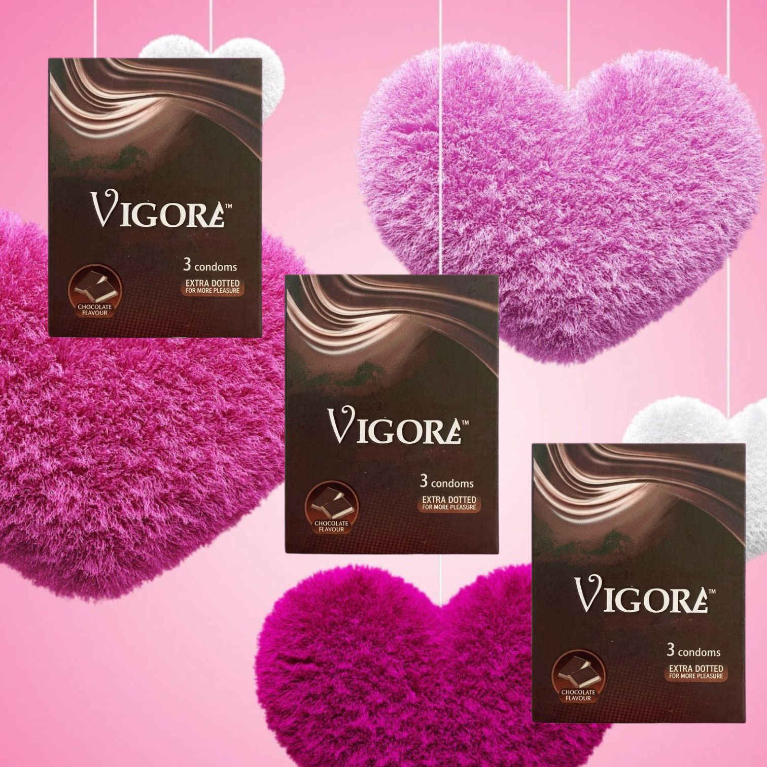 vigore Long time playing dotted condoms chocolate flavour pack of 3×3 Condom-picture-26