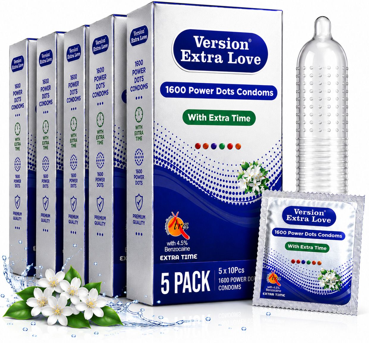 1600 Dots Extra Dotted Jasmine Flavoured Condoms Pack of 50 Condom-image-43