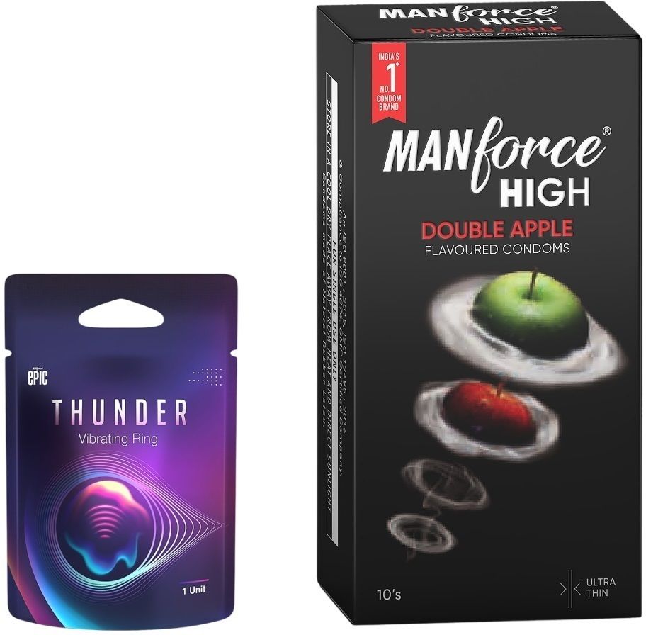manforce Epic Thunder Vibe Ring for Men & Women with High - Double Apple 10s Condom-picture-18
