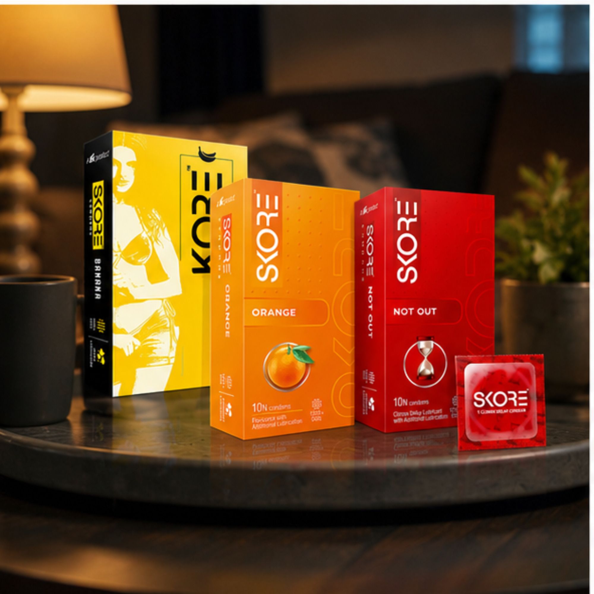 Assorted Latex Condoms Pack of 3 | Not Out Banana Orange Condom-image-2