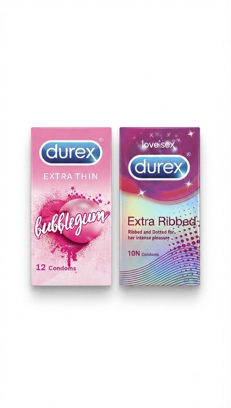 durex Extra Thin Bubblegum (12s) & Extra Ribbed (10s) Condoms Combo Condom-picture-27