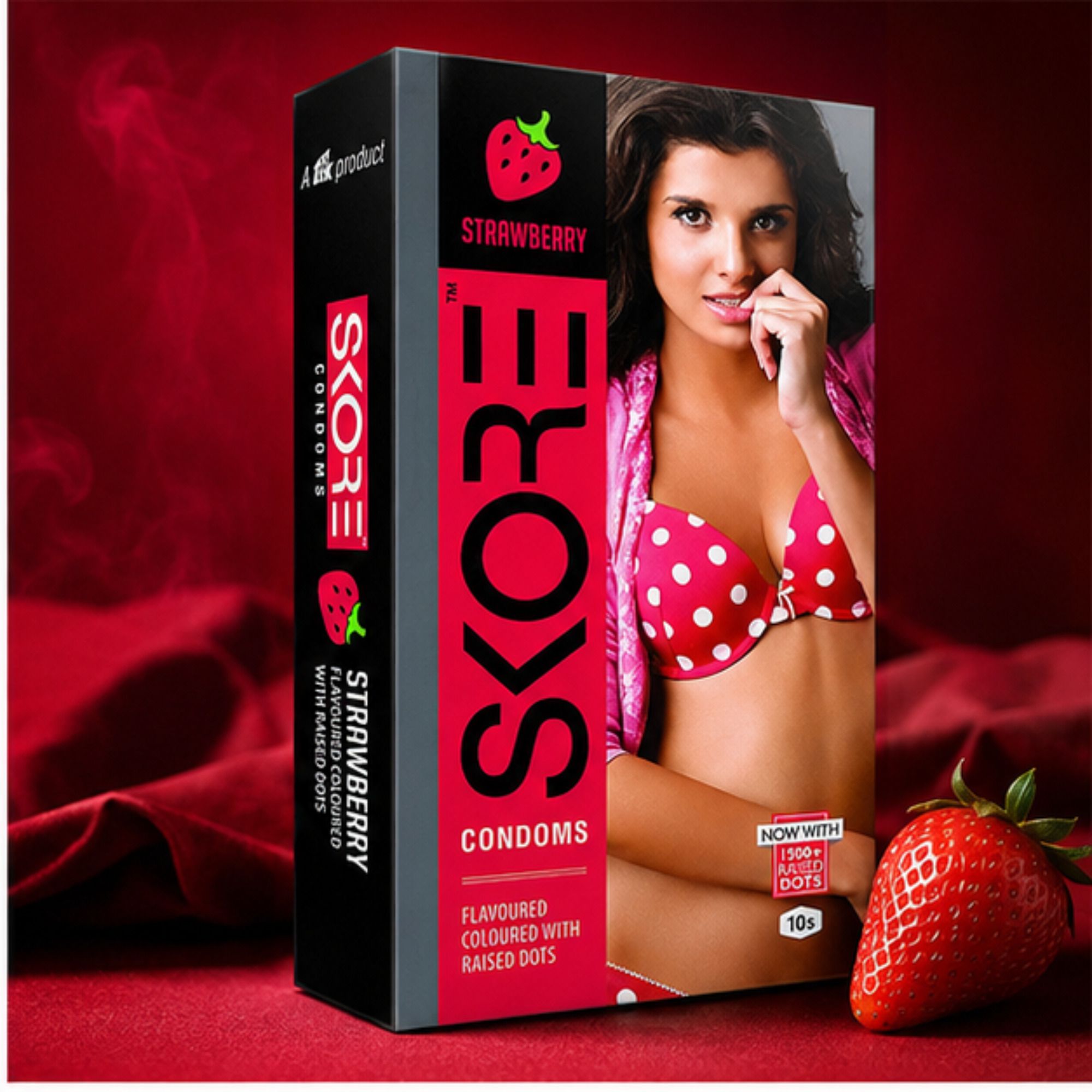 skore Strawberry Premium Condoms with 1500+ Dots Condom-picture-11